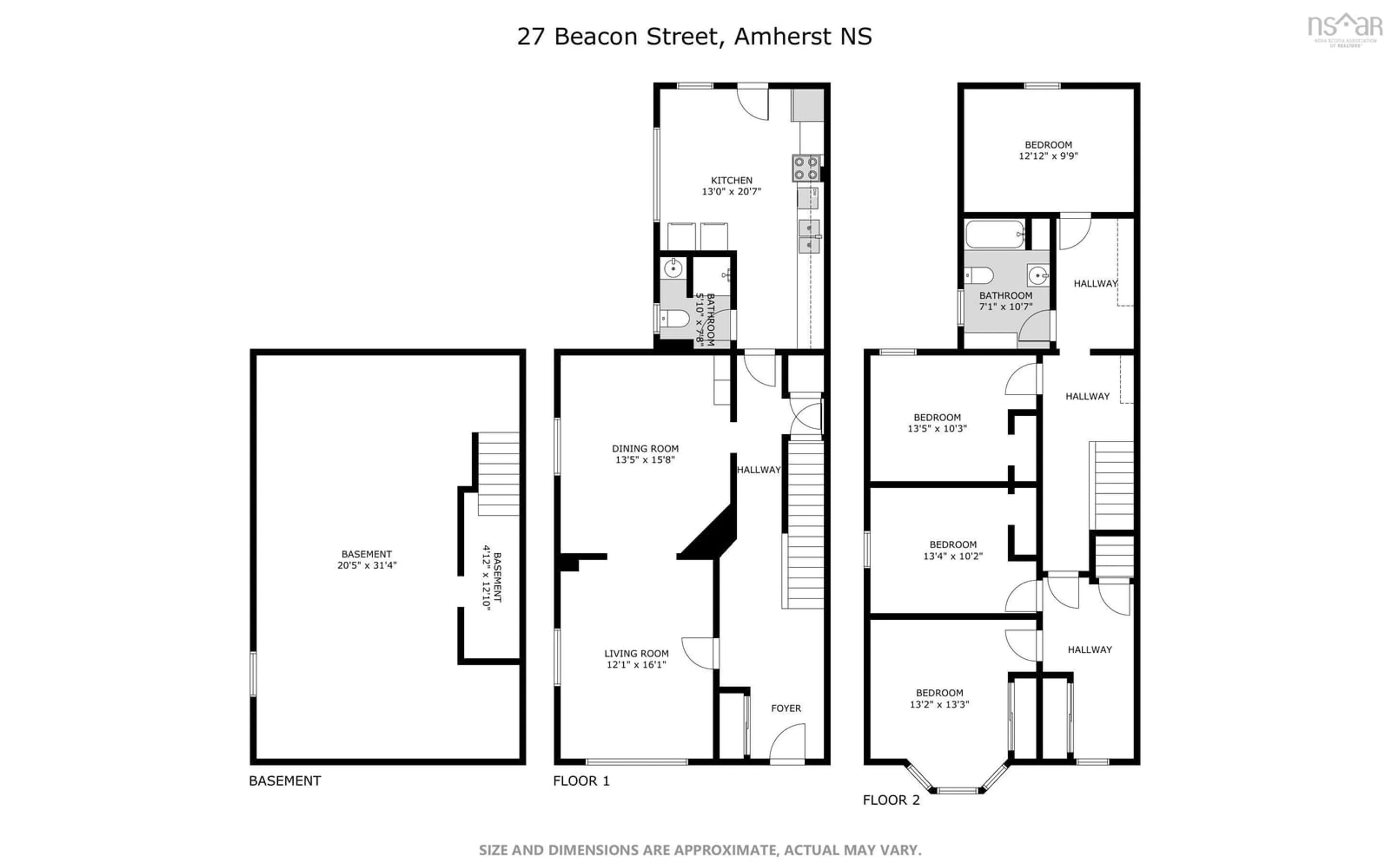Floor plan for 27 Beacon St, Amherst Nova Scotia B4H 1P3