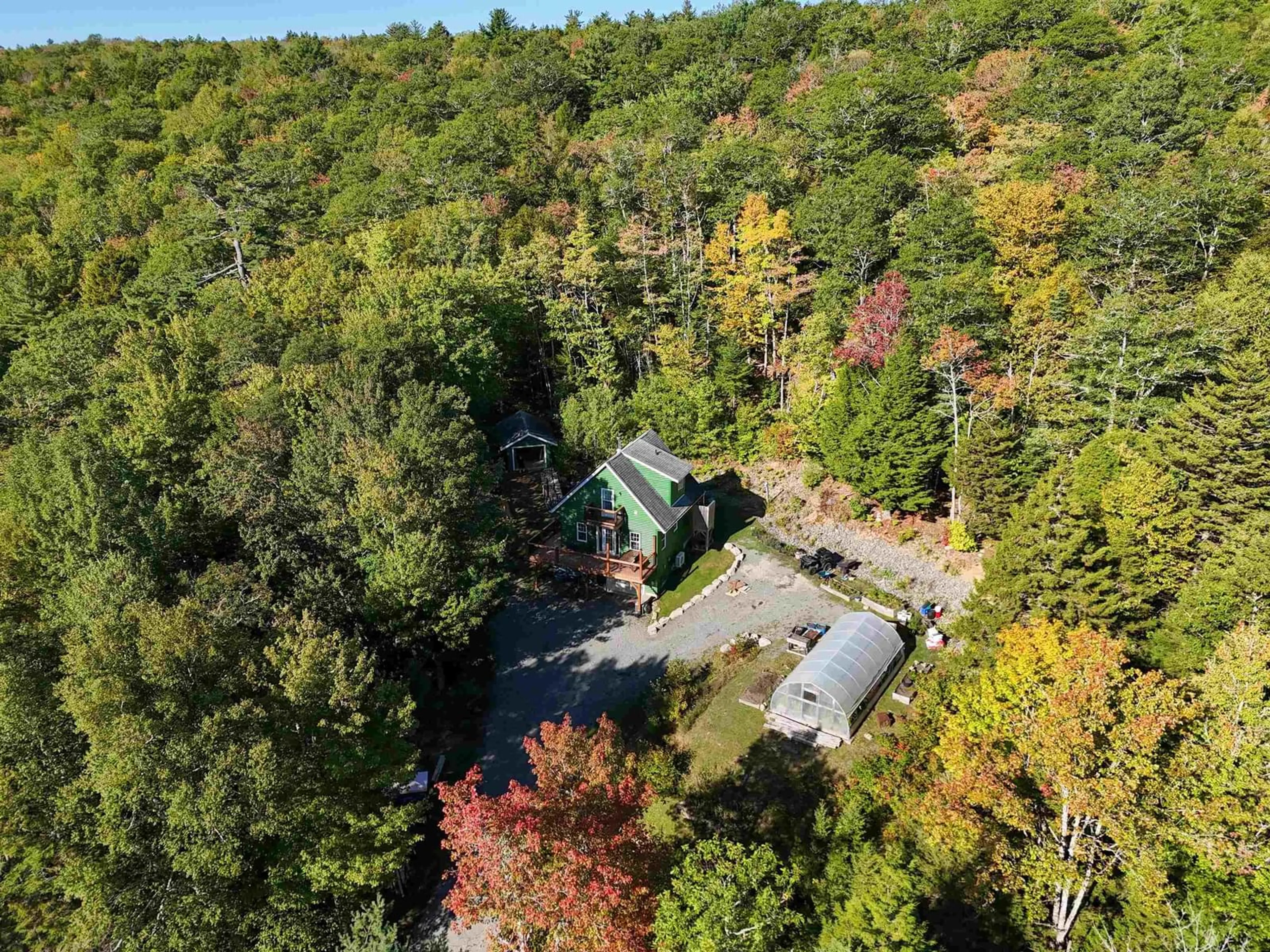 A pic from outside/outdoor area/front of a property/back of a property/a pic from drone, forest/trees view for 269 Village Path, Vaughan Nova Scotia B0N 2T0