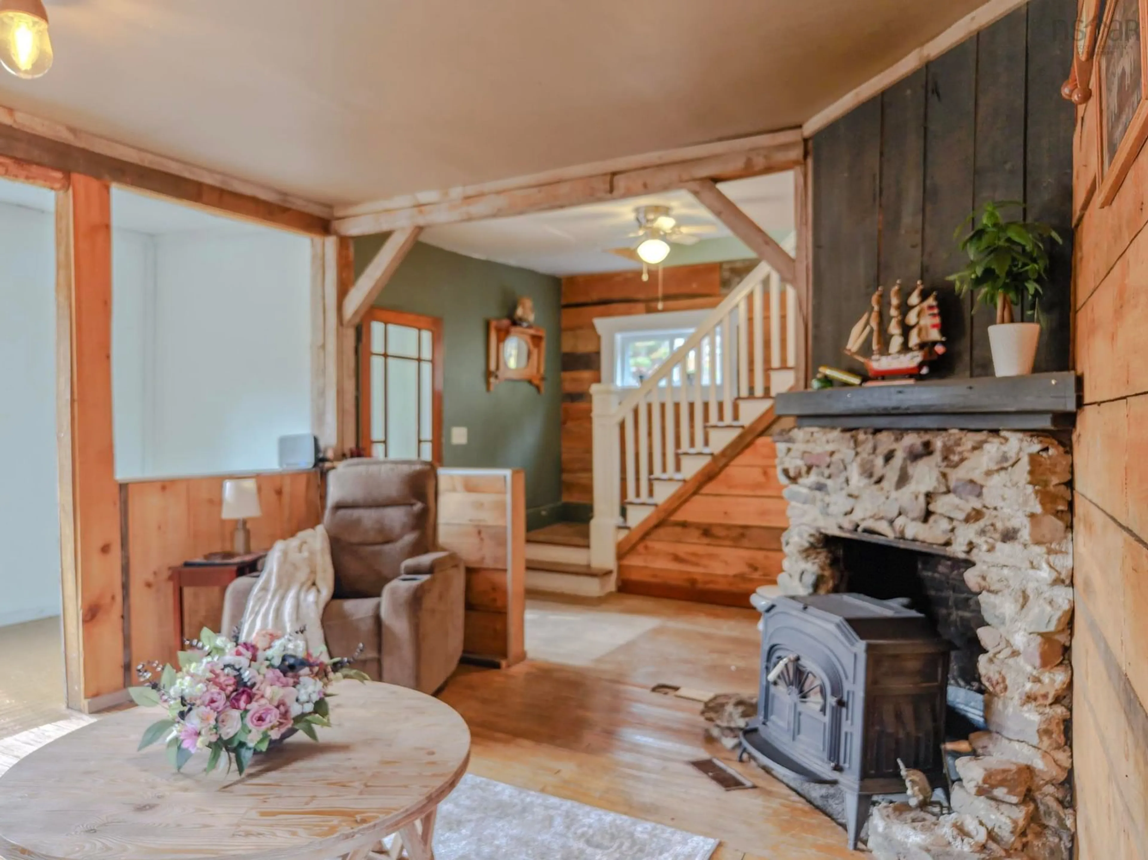 Living room with furniture, wood/laminate floor for 1651 Trout Brook Rd, Albert Bridge Nova Scotia B1K 2L2