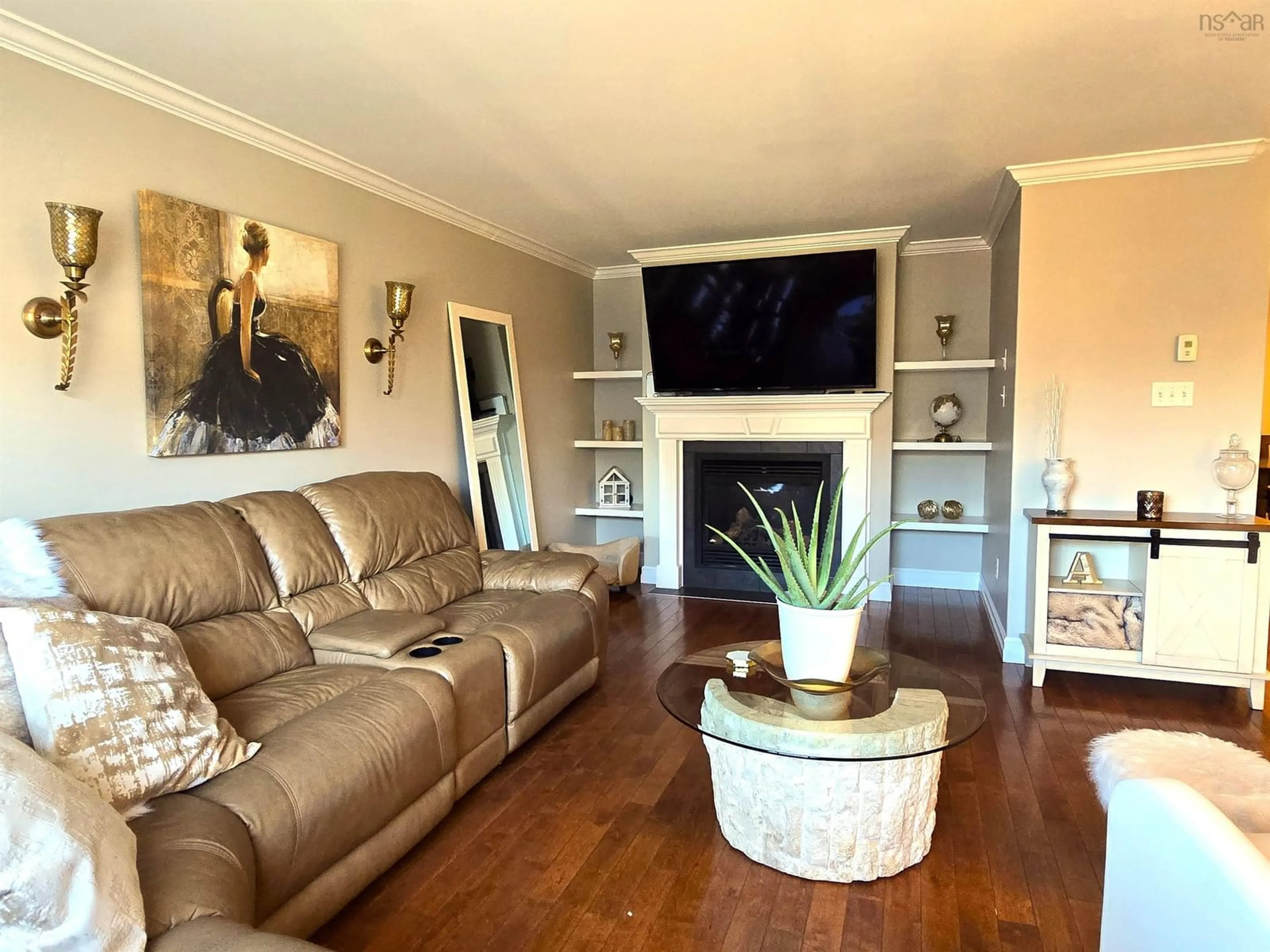 Living room with furniture, wood/laminate floor for 52 Viridian Dr, Dartmouth Nova Scotia B3A 0B7