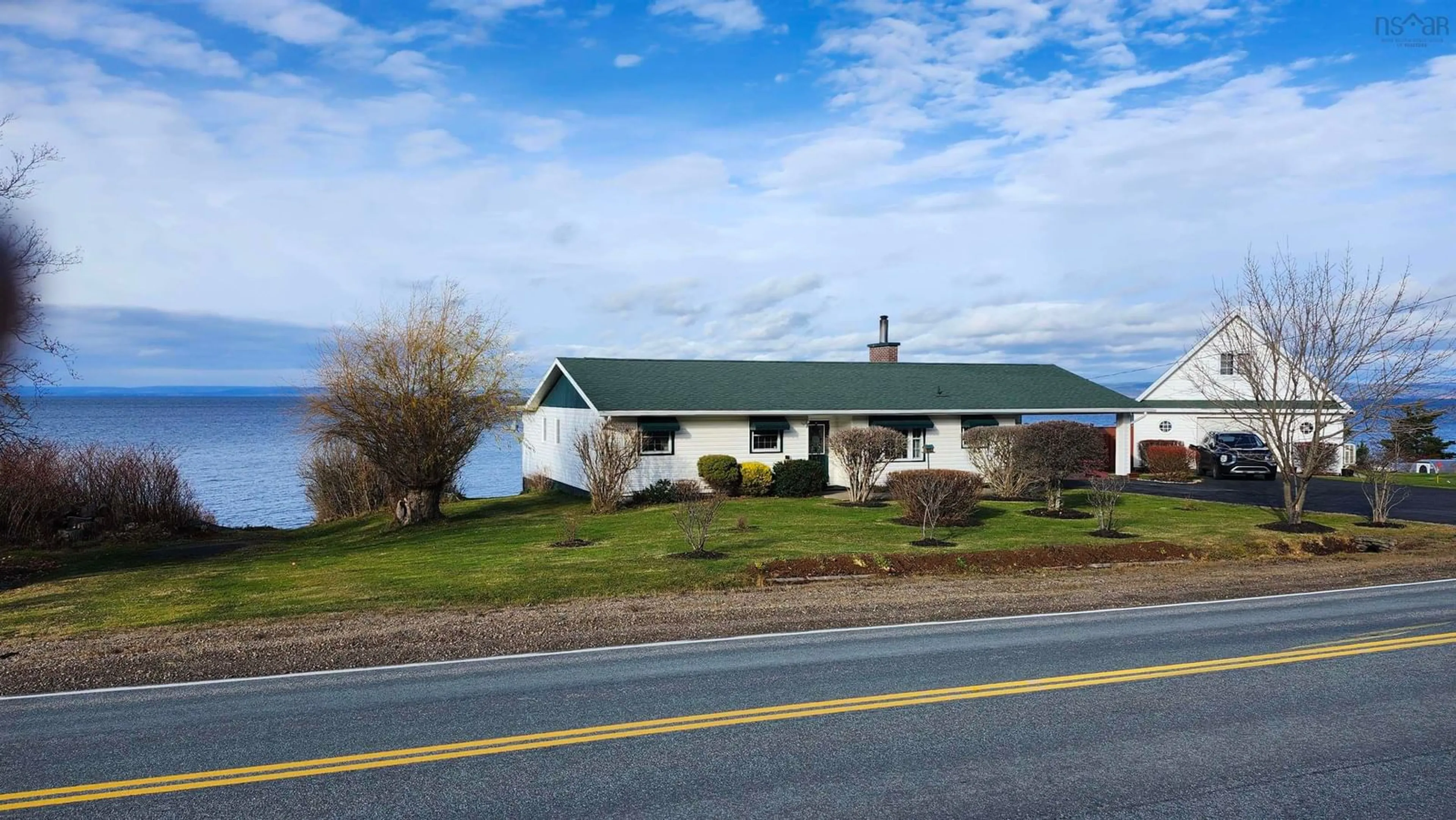 A pic from outside/outdoor area/front of a property/back of a property/a pic from drone, water/lake/river/ocean view for 15437 Highway 4, Johnstown Nova Scotia B0E 3B0