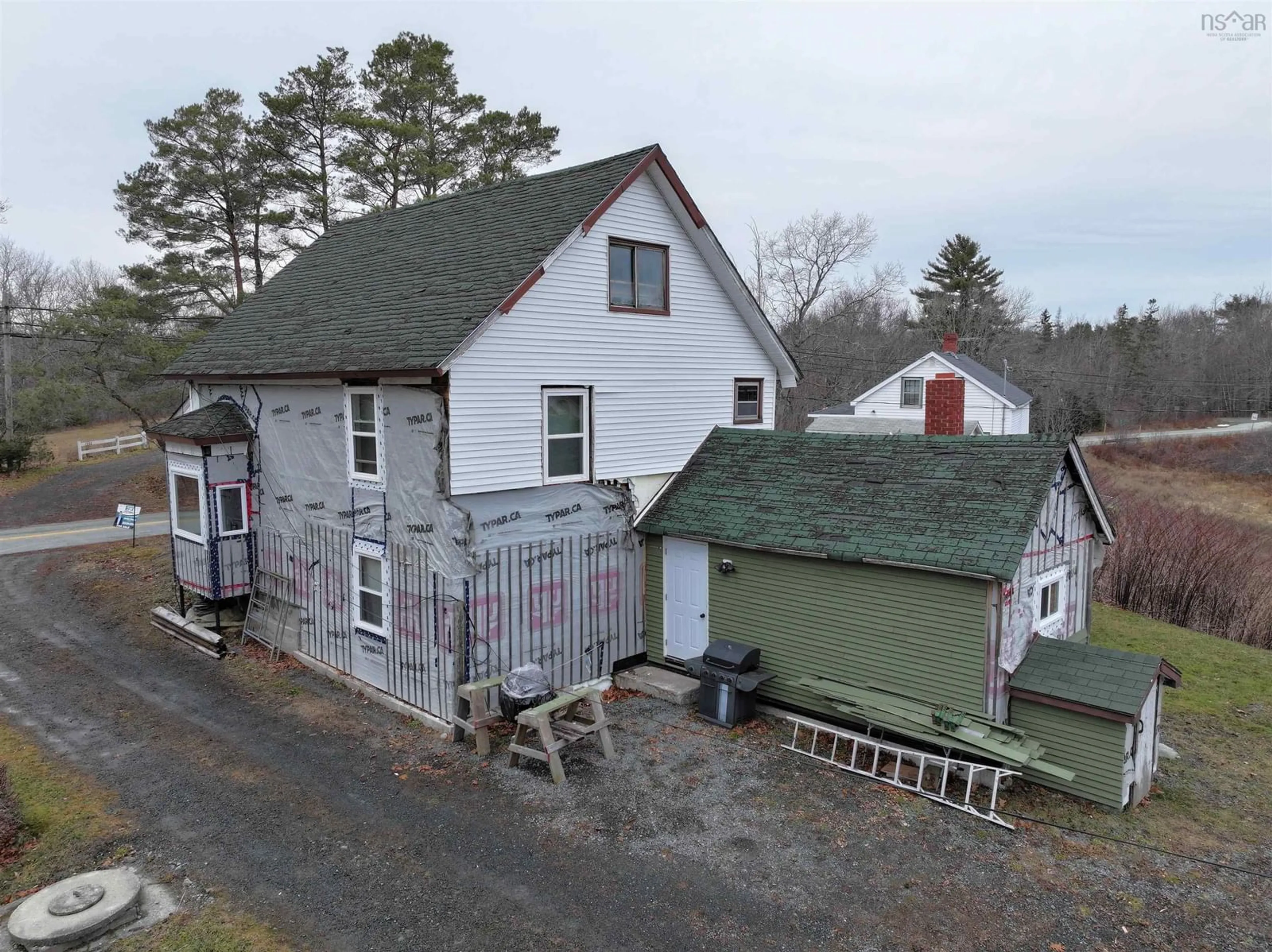 A pic from outside/outdoor area/front of a property/back of a property/a pic from drone, street for 1331 Highway 3, Mill Village Nova Scotia B0J 2H0