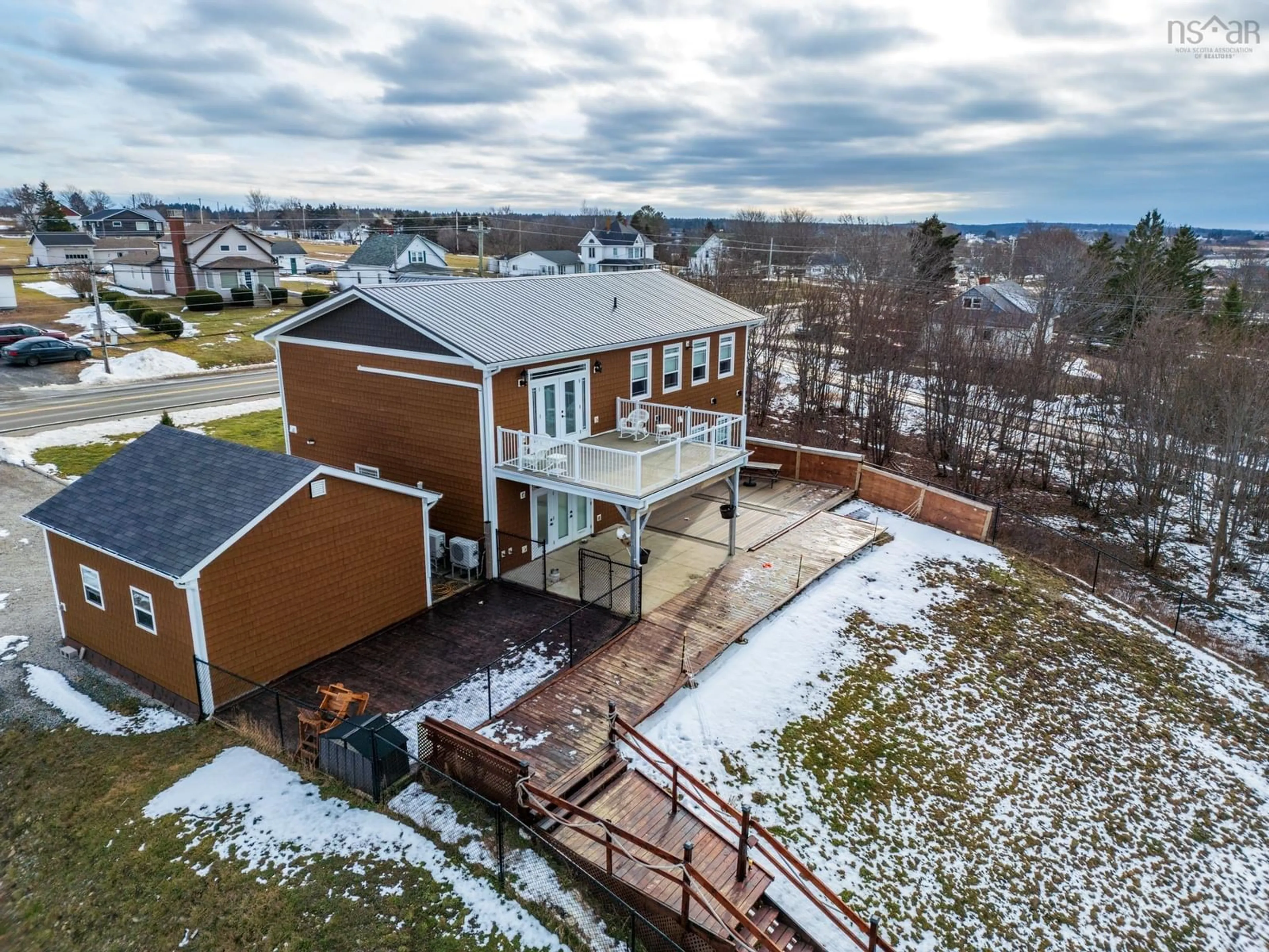A pic from outside/outdoor area/front of a property/back of a property/a pic from drone, mountain view for 3387 Highway 1, Belliveaus Cove Nova Scotia B0W 3T0