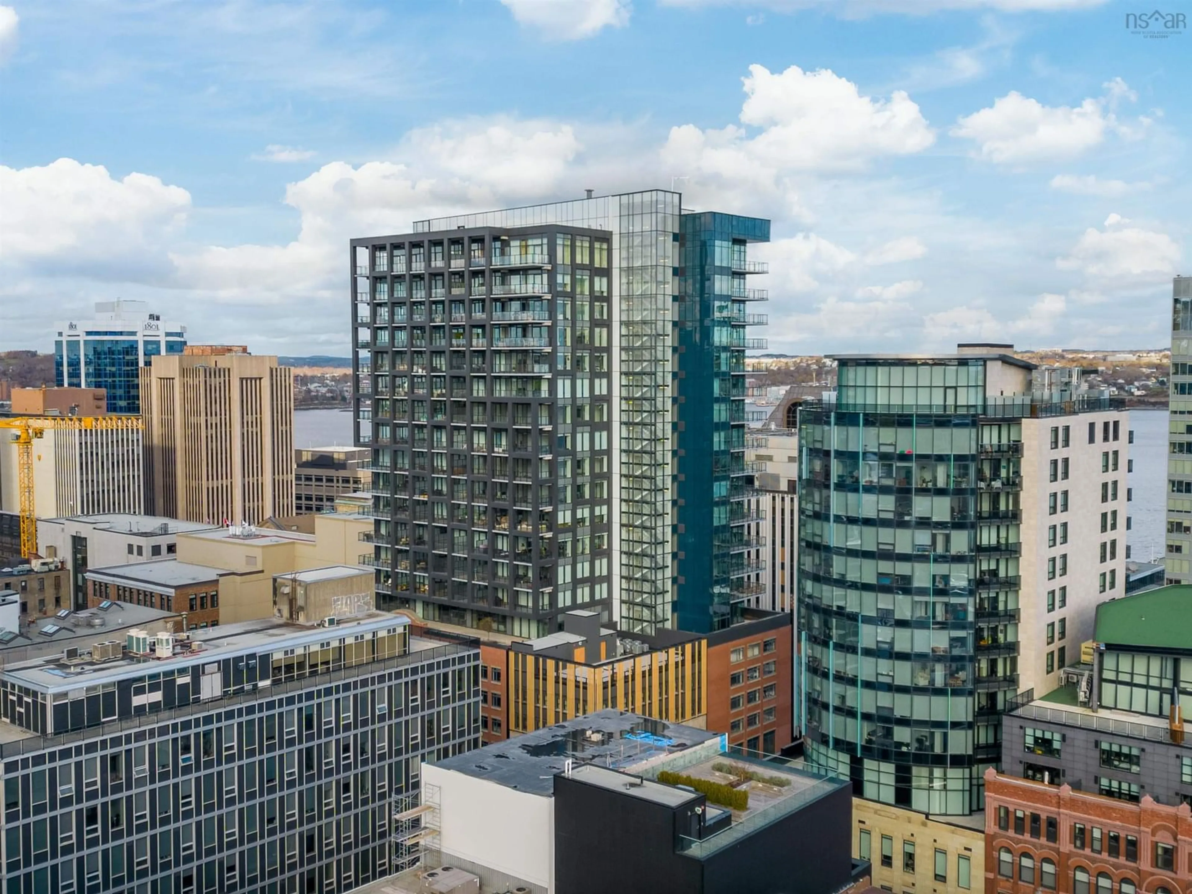 A pic from outside/outdoor area/front of a property/back of a property/a pic from drone, city buildings view from balcony for 1650 Granville St #1101, Halifax Peninsula Nova Scotia B3J 0E1