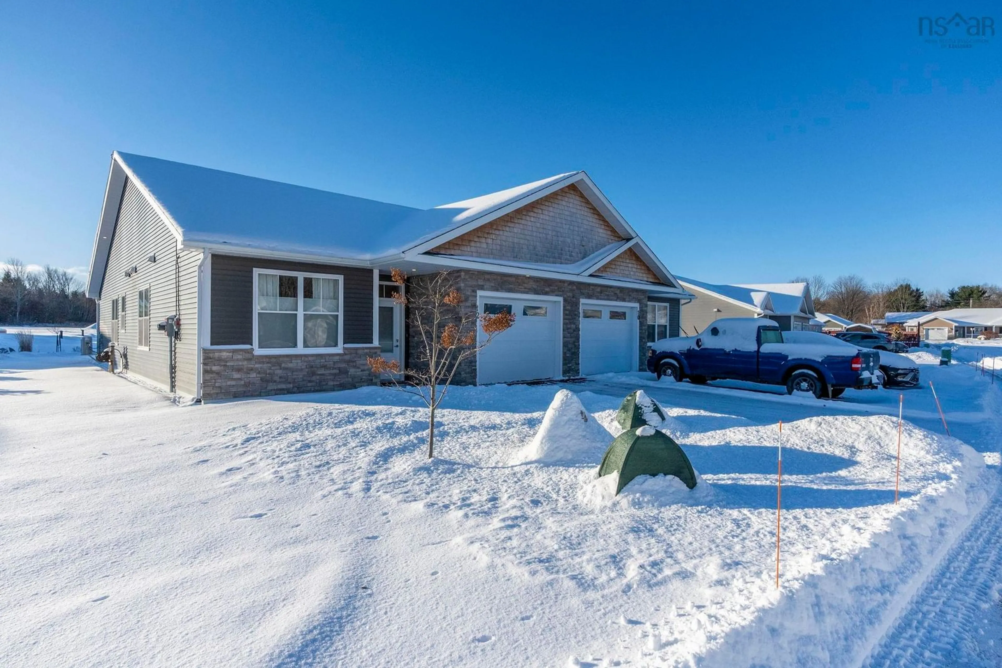 Home with vinyl exterior material, street for 12 Gala Drive, Berwick Nova Scotia B0P 1P0