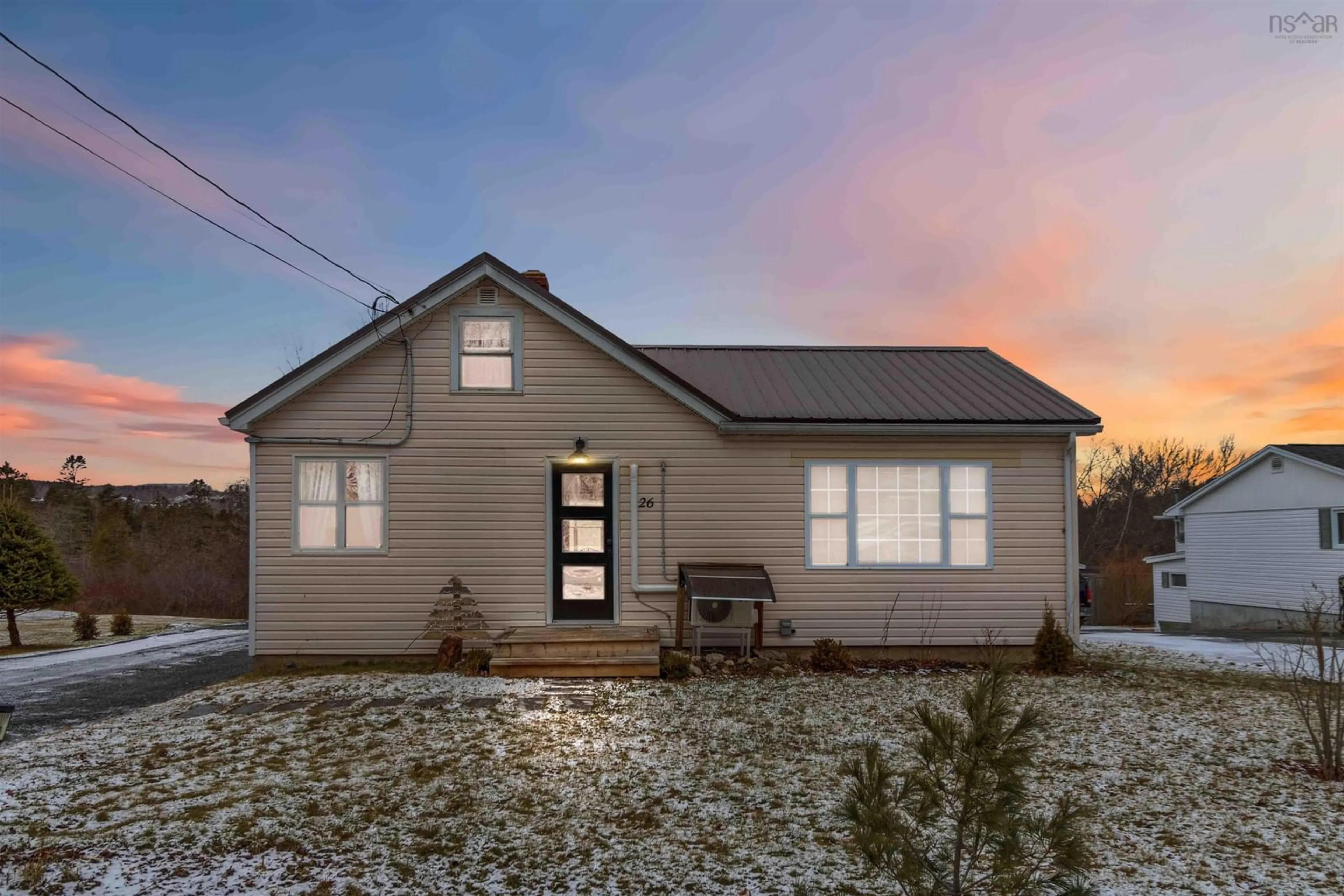 Home with vinyl exterior material, street for 26 Beaver Bank Cross Rd, Middle Sackville Nova Scotia B4E 1K5