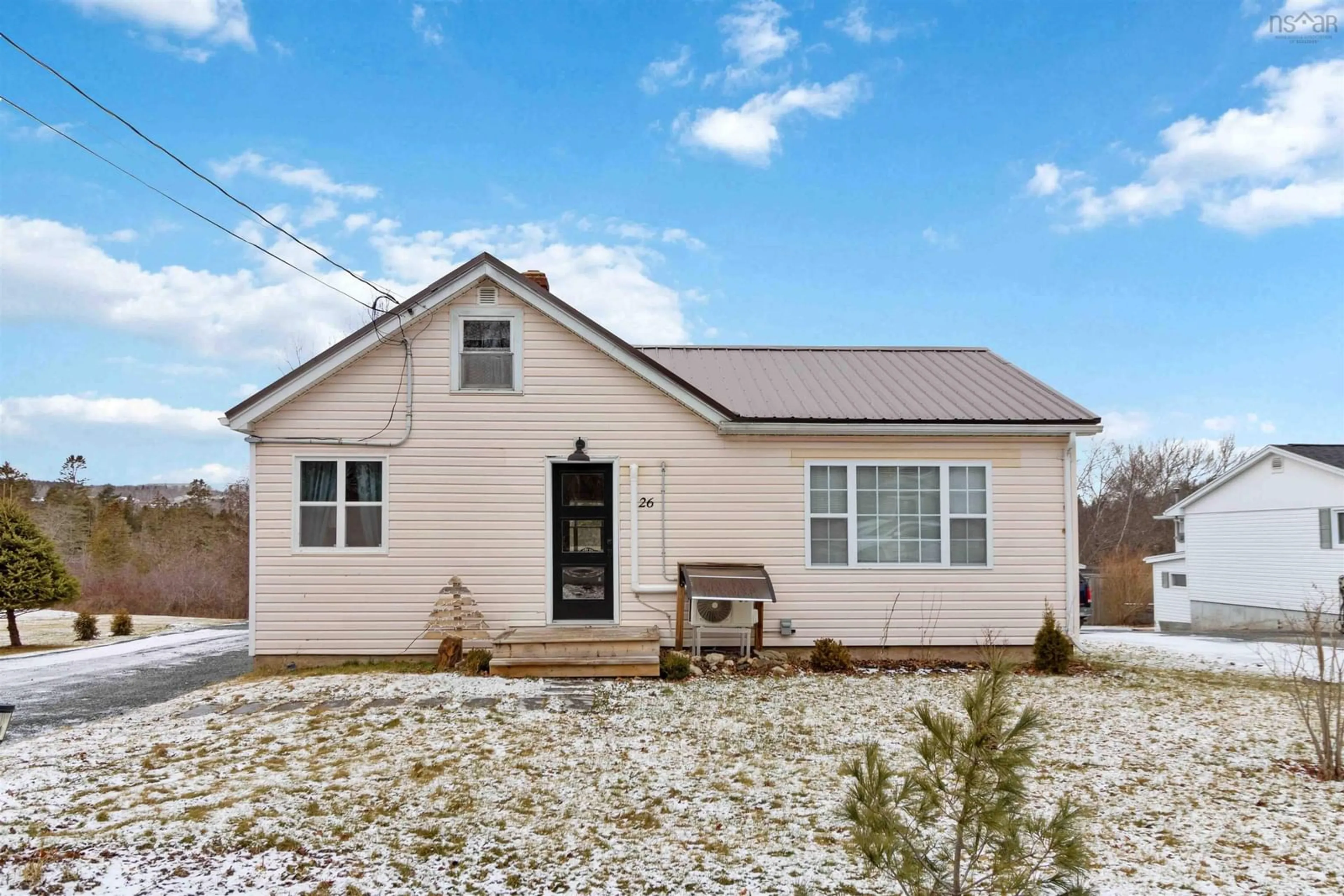 Home with vinyl exterior material, street for 26 Beaver Bank Cross Rd, Middle Sackville Nova Scotia B4E 1K5