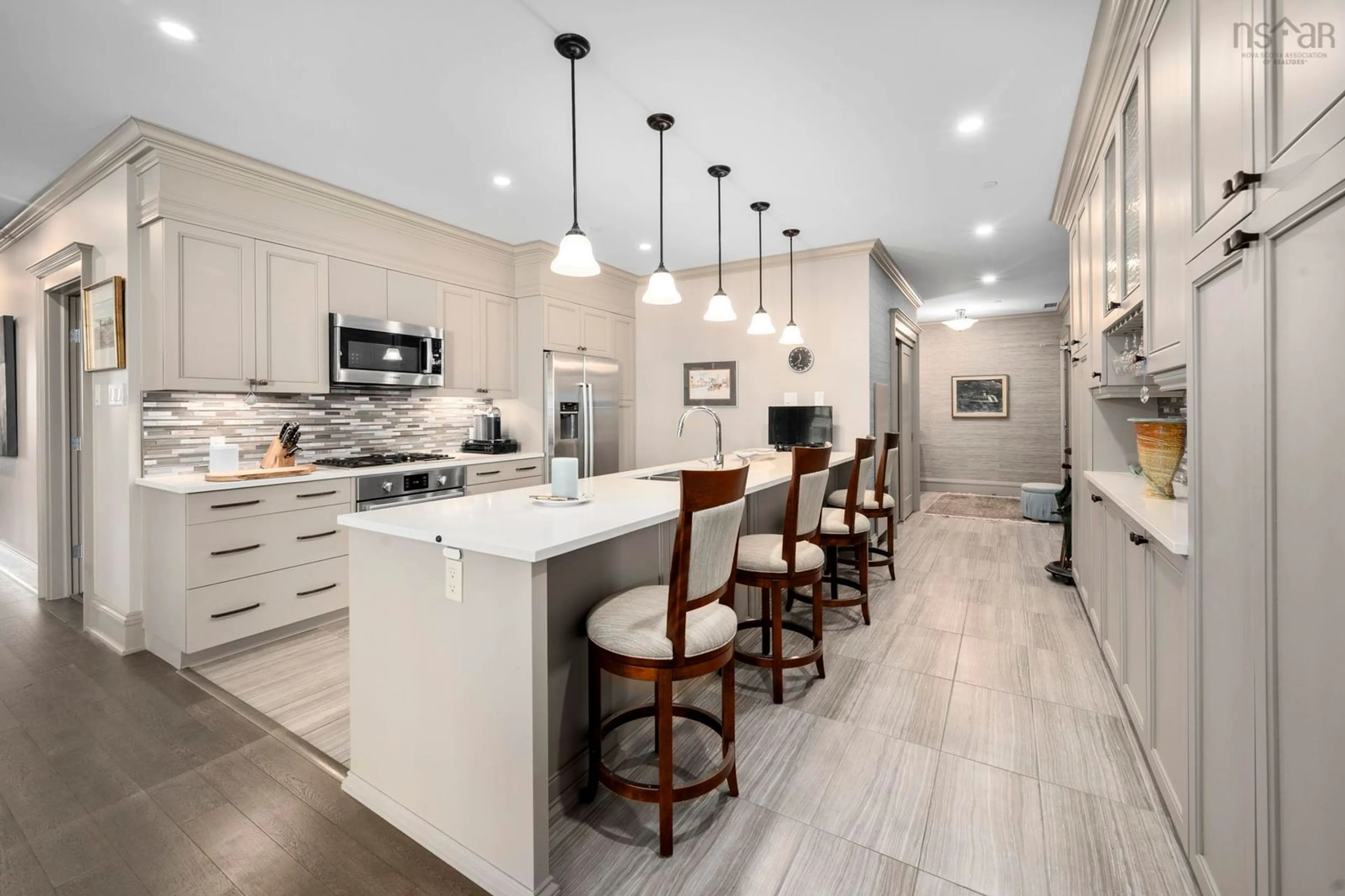 Contemporary kitchen, ceramic/tile floor for 67 Kings Wharf Place #1105, Dartmouth Nova Scotia B2Y 0C6