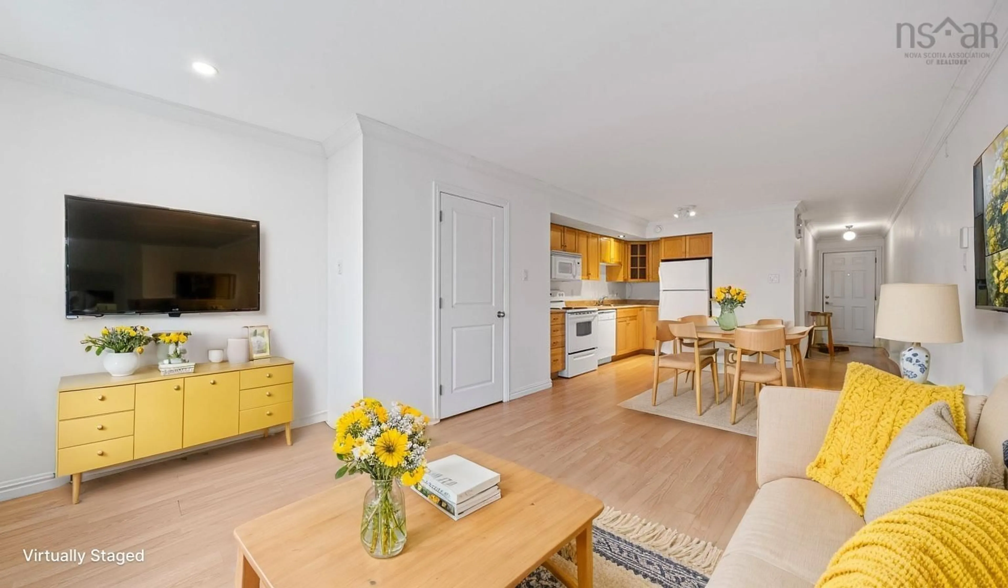 Living room with furniture, wood/laminate floor for 52 Irishtown Rd #101, Dartmouth Nova Scotia B2Y 2W9