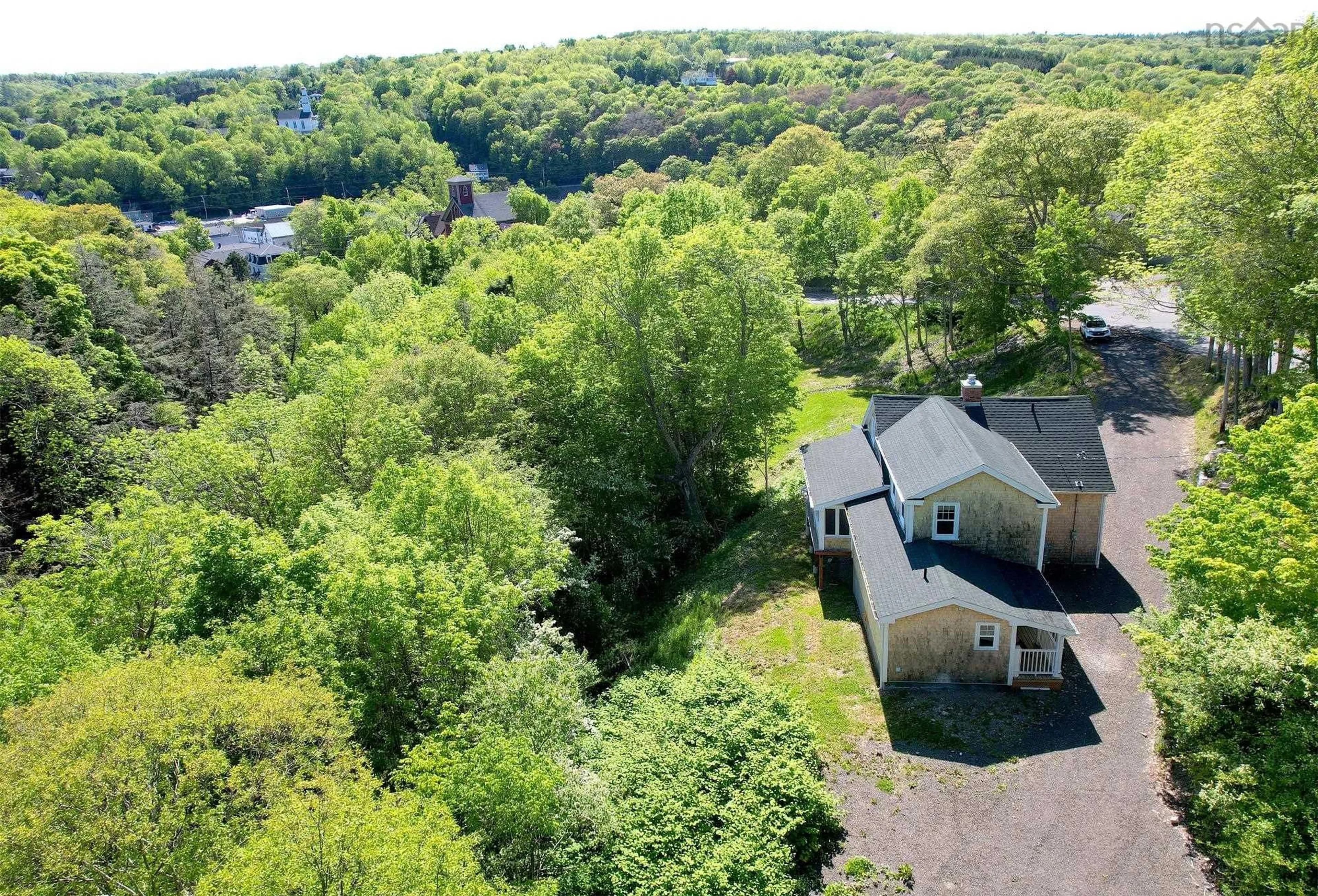 A pic from outside/outdoor area/front of a property/back of a property/a pic from drone, forest/trees view for 1940 Clementsvale Rd, Bear River Nova Scotia B0S 1B0