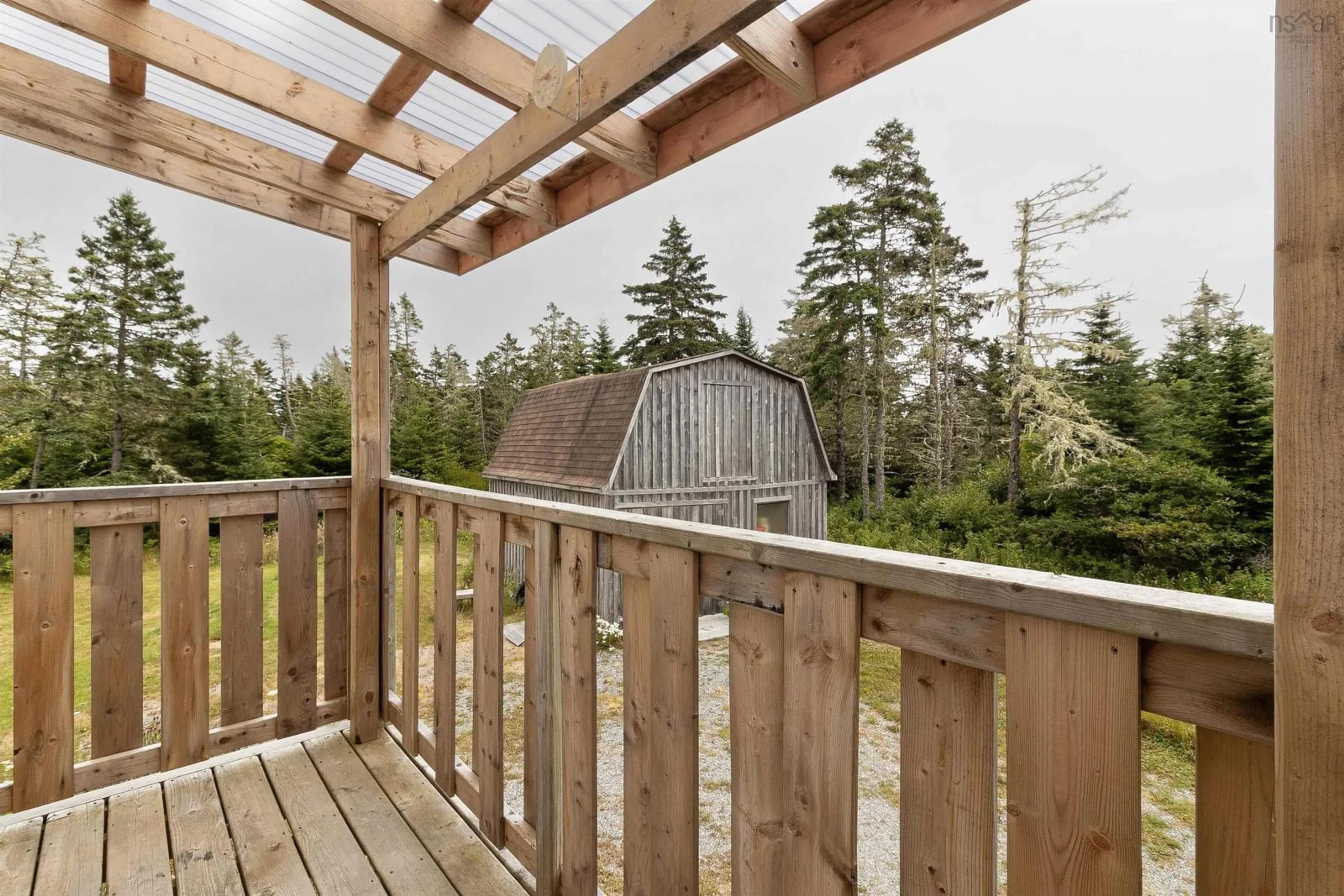 Patio, forest/trees view for 113 Bear Point Rd, Bear Point Nova Scotia B0W 3B0
