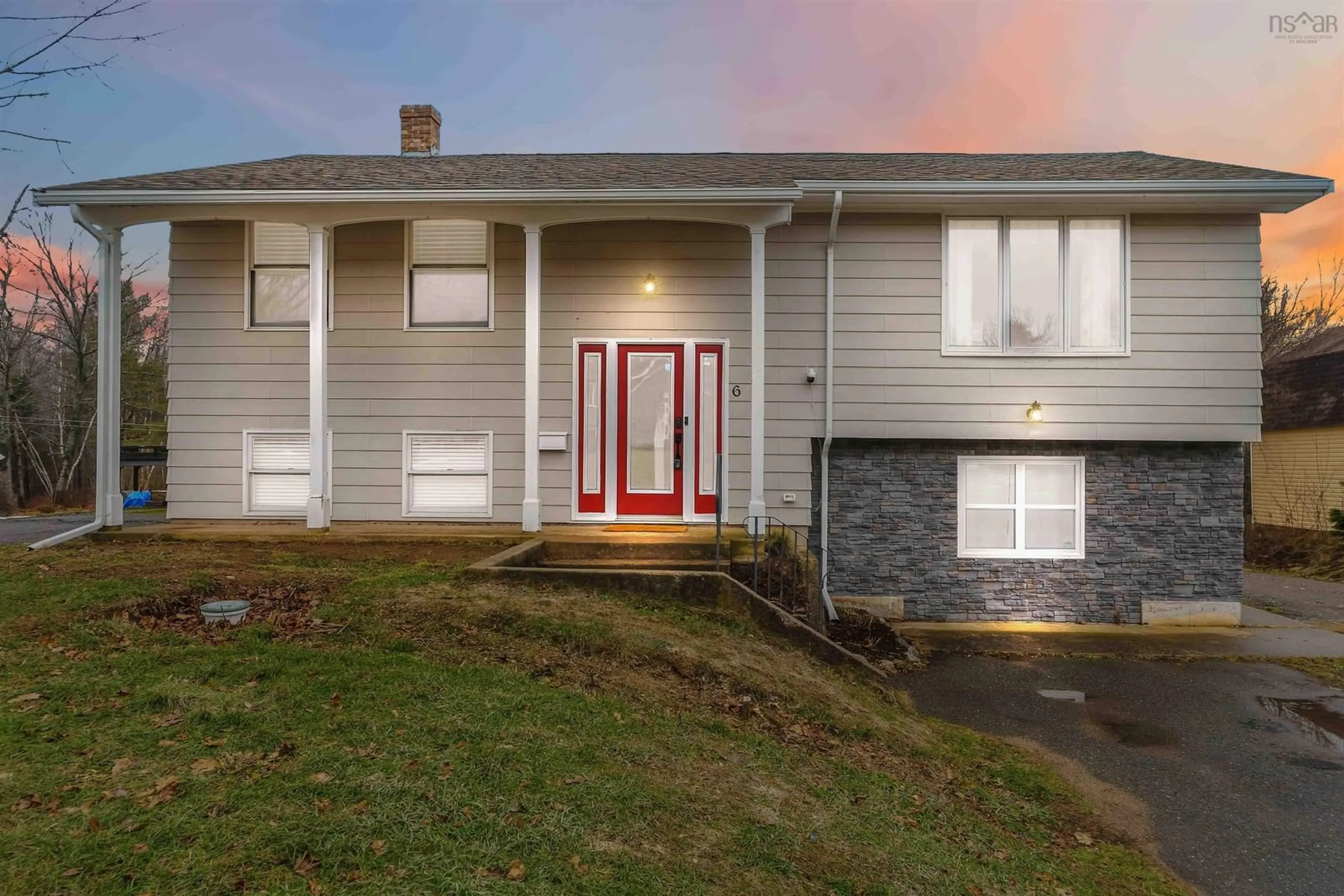 Home with vinyl exterior material, street for 6 Robinson Drive, Berwick Nova Scotia B0P 1E0
