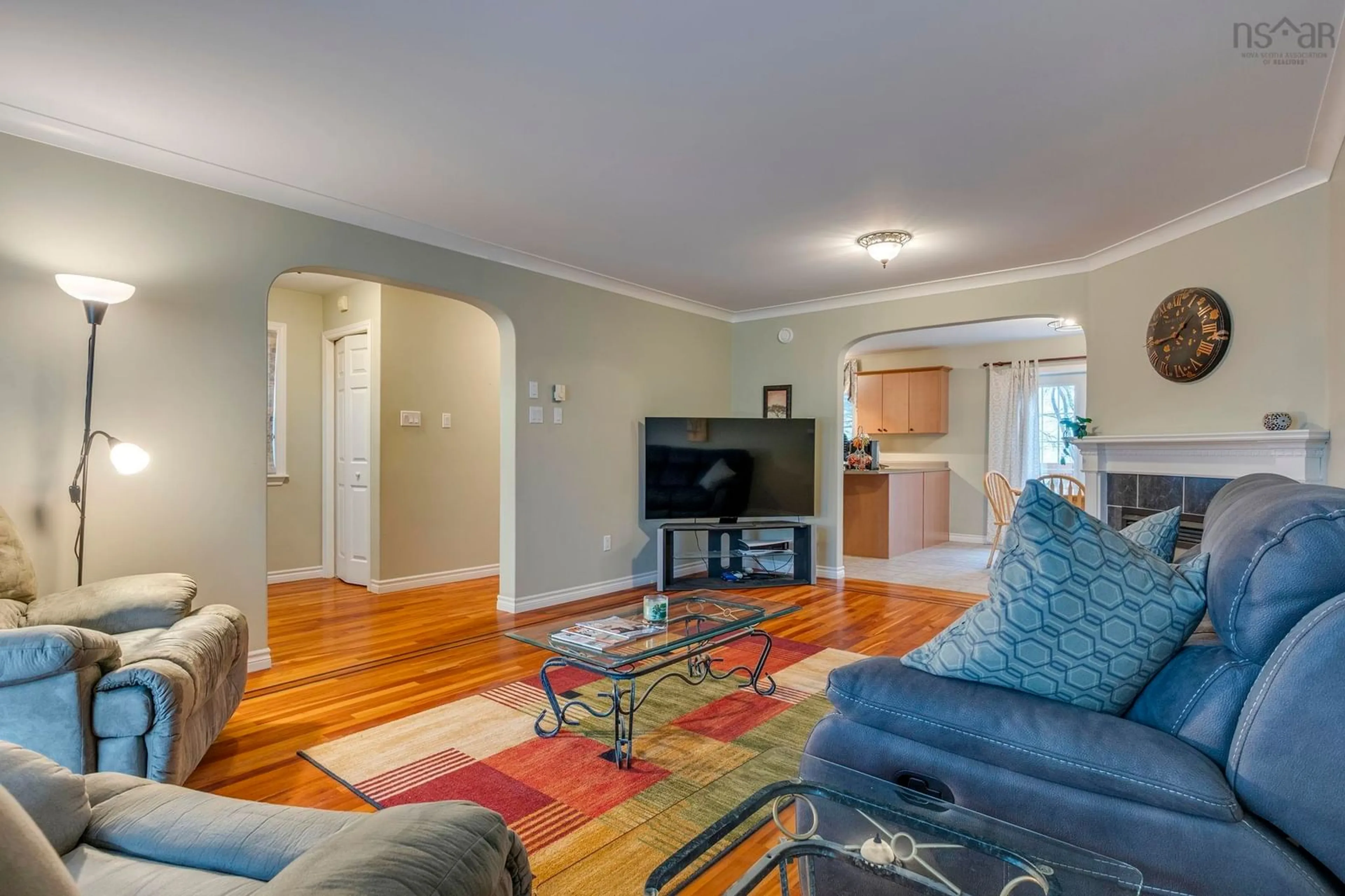 Living room with furniture, wood/laminate floor for 159 Village Green Lane, Dartmouth Nova Scotia B2Y 4V5