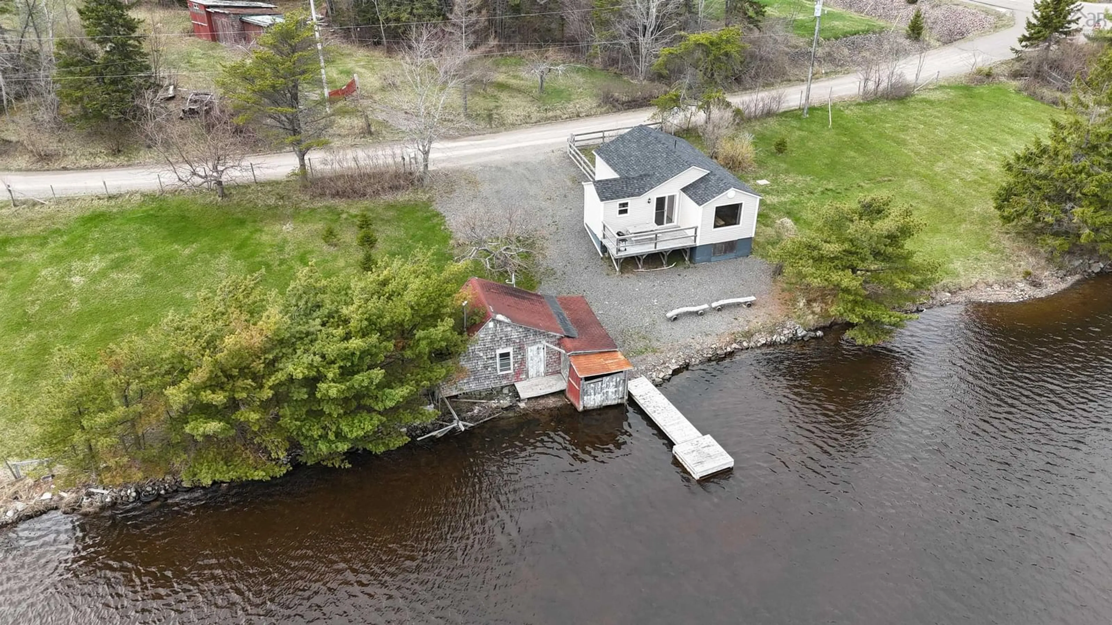 A pic from outside/outdoor area/front of a property/back of a property/a pic from drone, water/lake/river/ocean view for 118 Old Black River Rd, Dundee Nova Scotia B0E 3K0