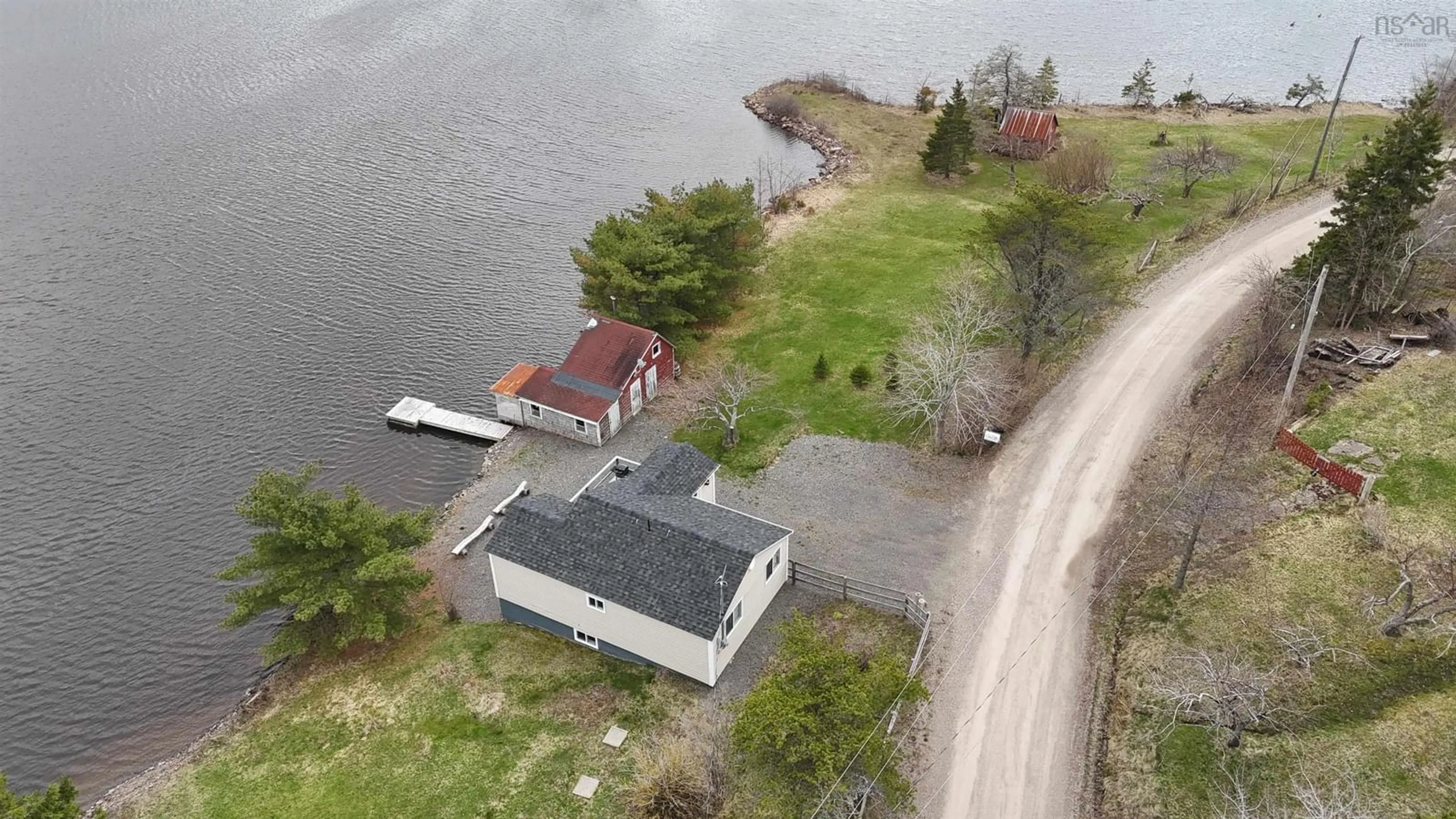 A pic from outside/outdoor area/front of a property/back of a property/a pic from drone, water/lake/river/ocean view for 118 Old Black River Rd, Dundee Nova Scotia B0E 3K0