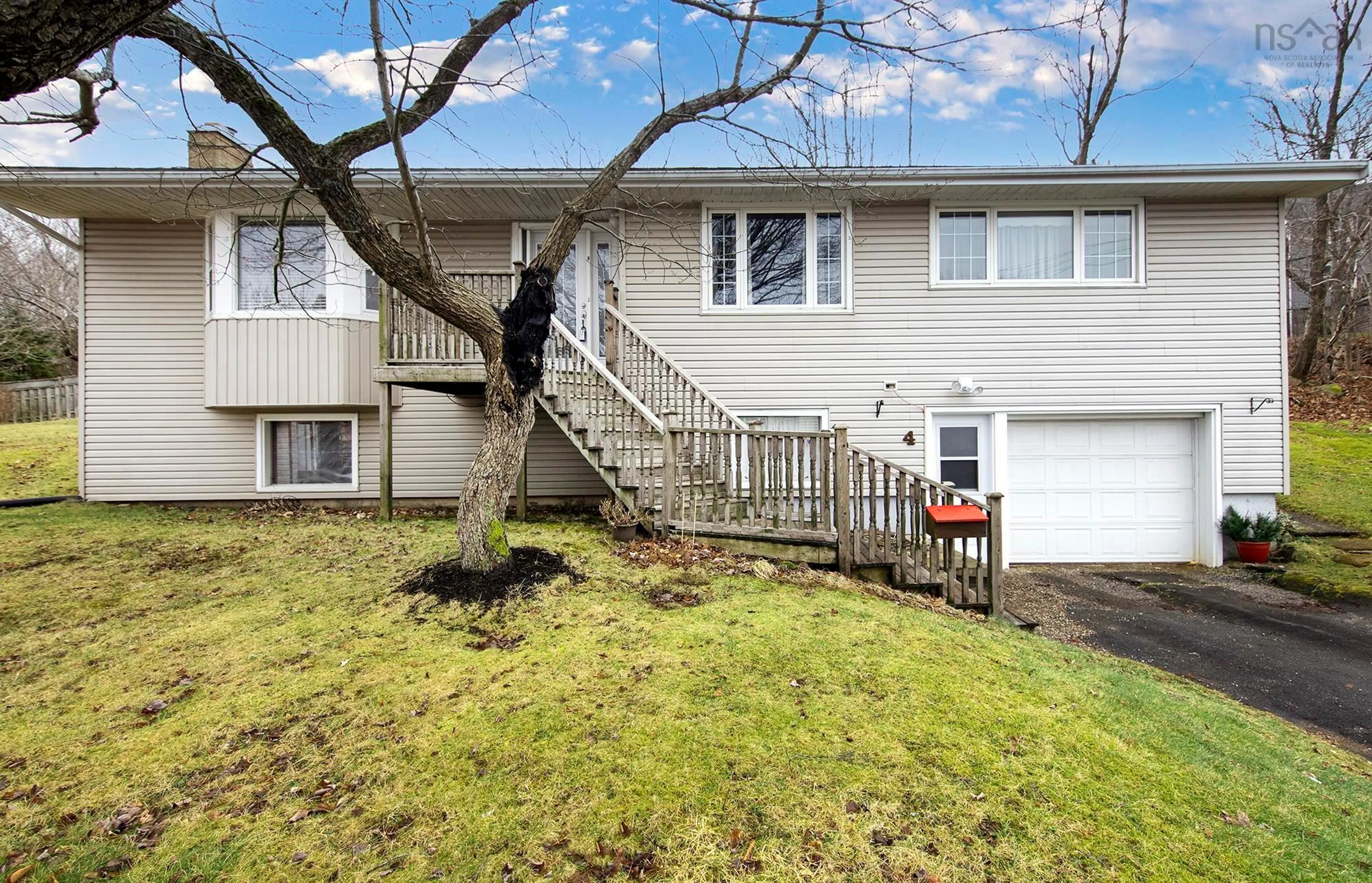 Home with vinyl exterior material, street for 4 Harris Rd, Dartmouth Nova Scotia B2Y 3J3