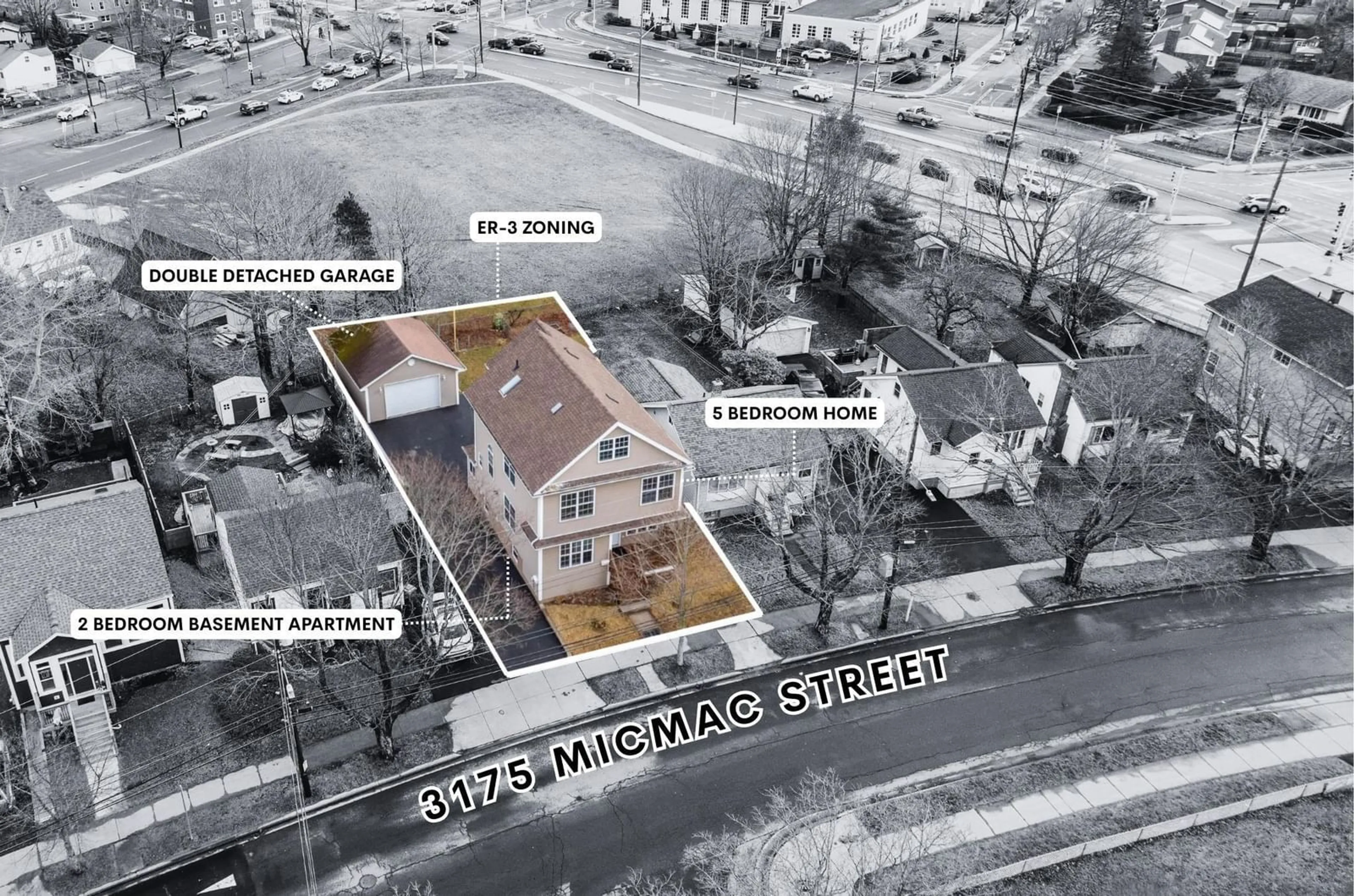 A pic from outside/outdoor area/front of a property/back of a property/a pic from drone, street for 3175 Micmac St, Halifax Nova Scotia B3L 3W3