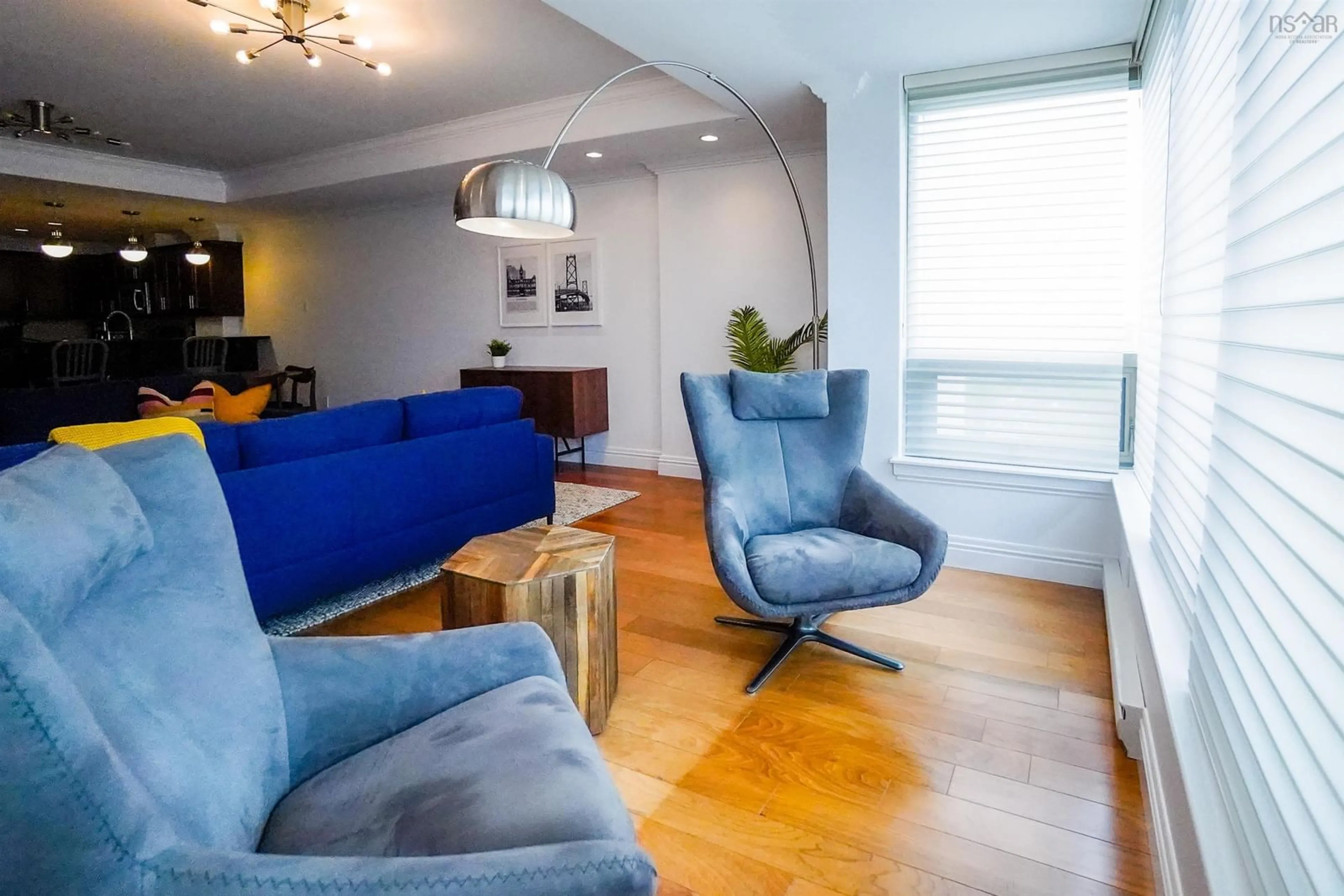 Living room with furniture, wood/laminate floor for 1445 South Park St #1002, Halifax Nova Scotia B3J 0B6