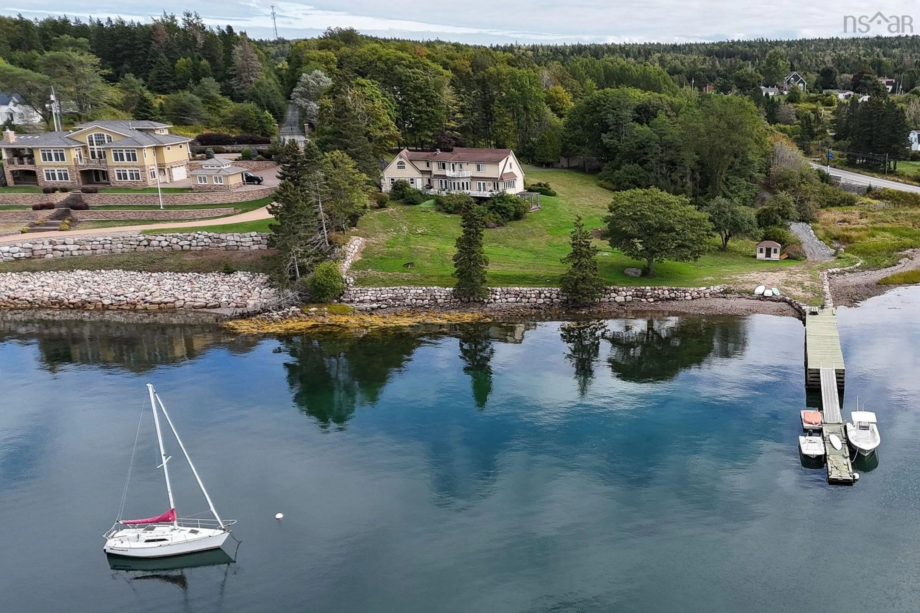 A pic from outside/outdoor area/front of a property/back of a property/a pic from drone, water/lake/river/ocean view for 2 Crouchers Point Rd, French Village Nova Scotia B3Z 2W4