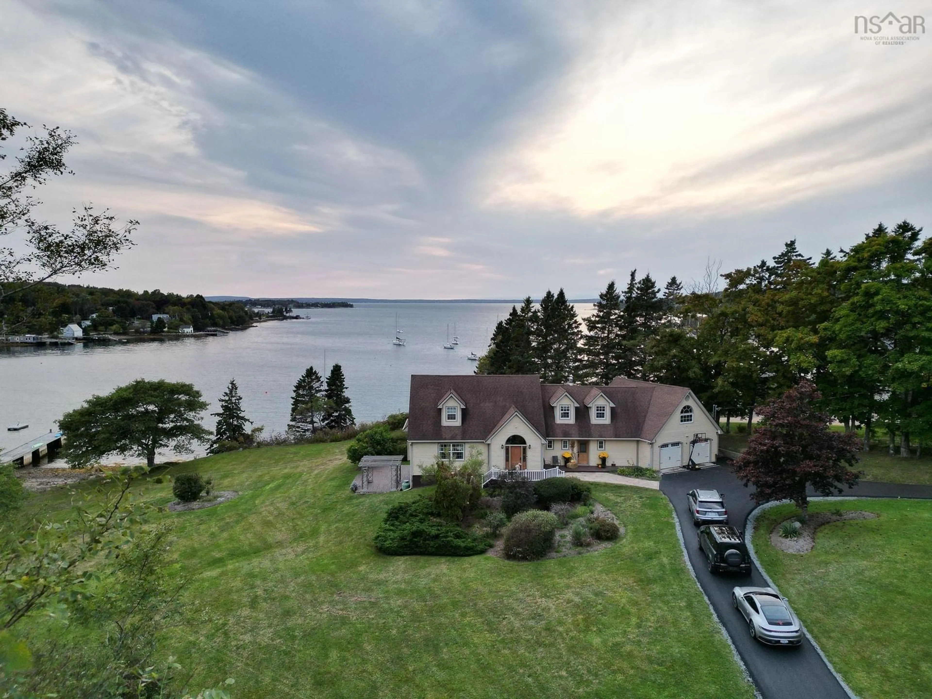 A pic from outside/outdoor area/front of a property/back of a property/a pic from drone, water/lake/river/ocean view for 2 Crouchers Point Rd, French Village Nova Scotia B3Z 2W4