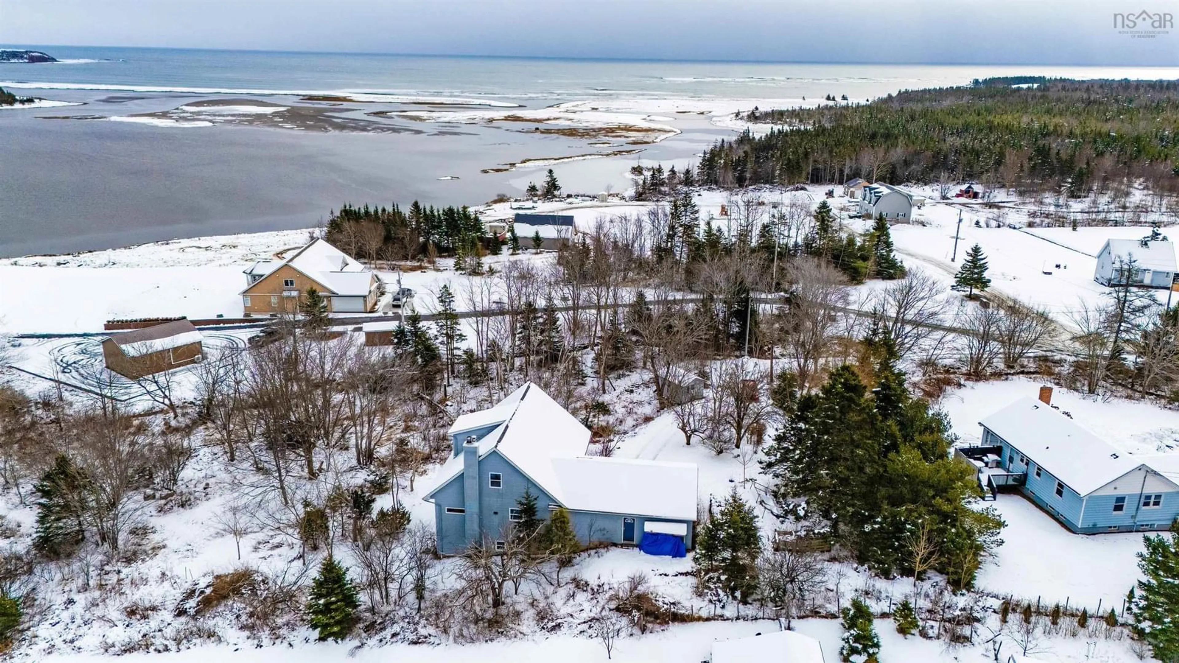A pic from outside/outdoor area/front of a property/back of a property/a pic from drone, water/lake/river/ocean view for 70 Hurricane Lane, Eastern Passage Nova Scotia B3G 1S3