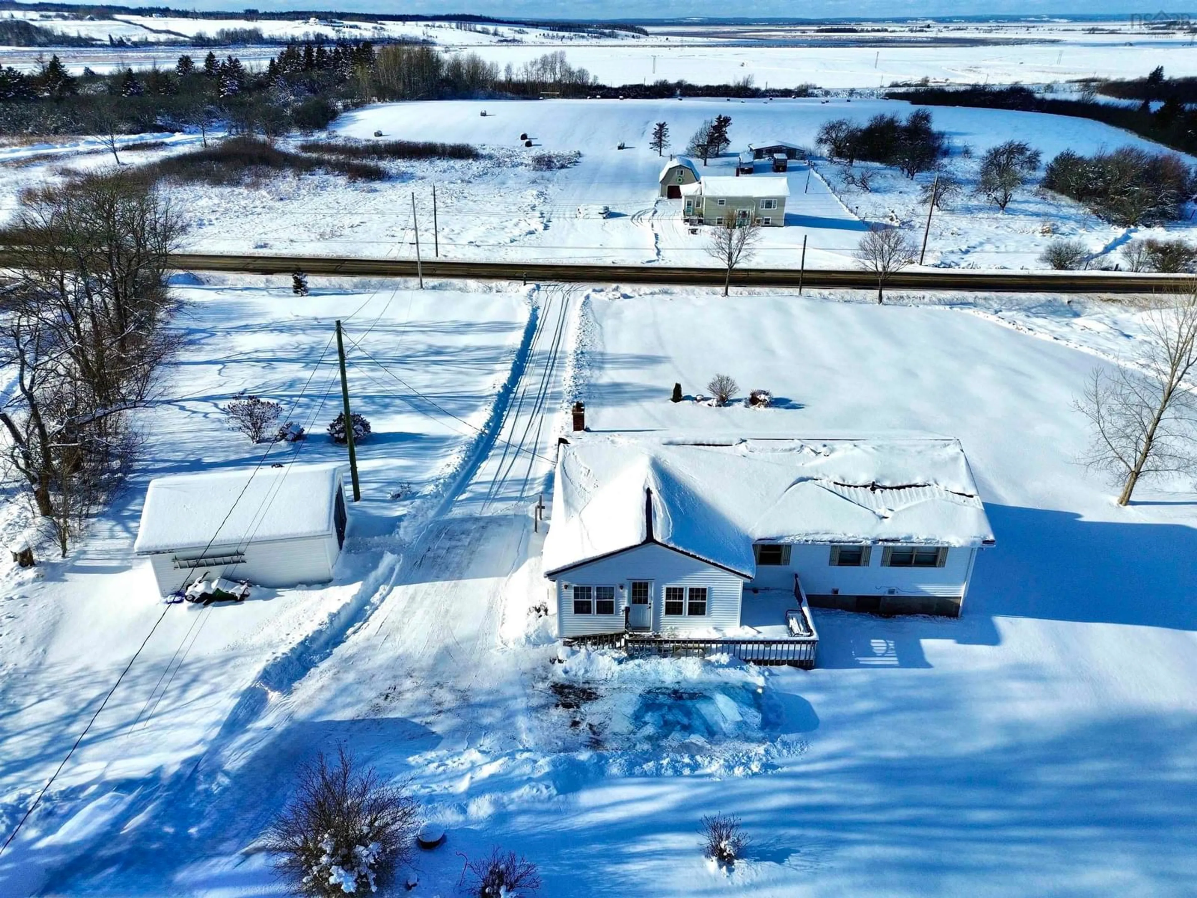 A pic from outside/outdoor area/front of a property/back of a property/a pic from drone, street for 3856 302 Hwy, Nappan Nova Scotia B0L 1B0