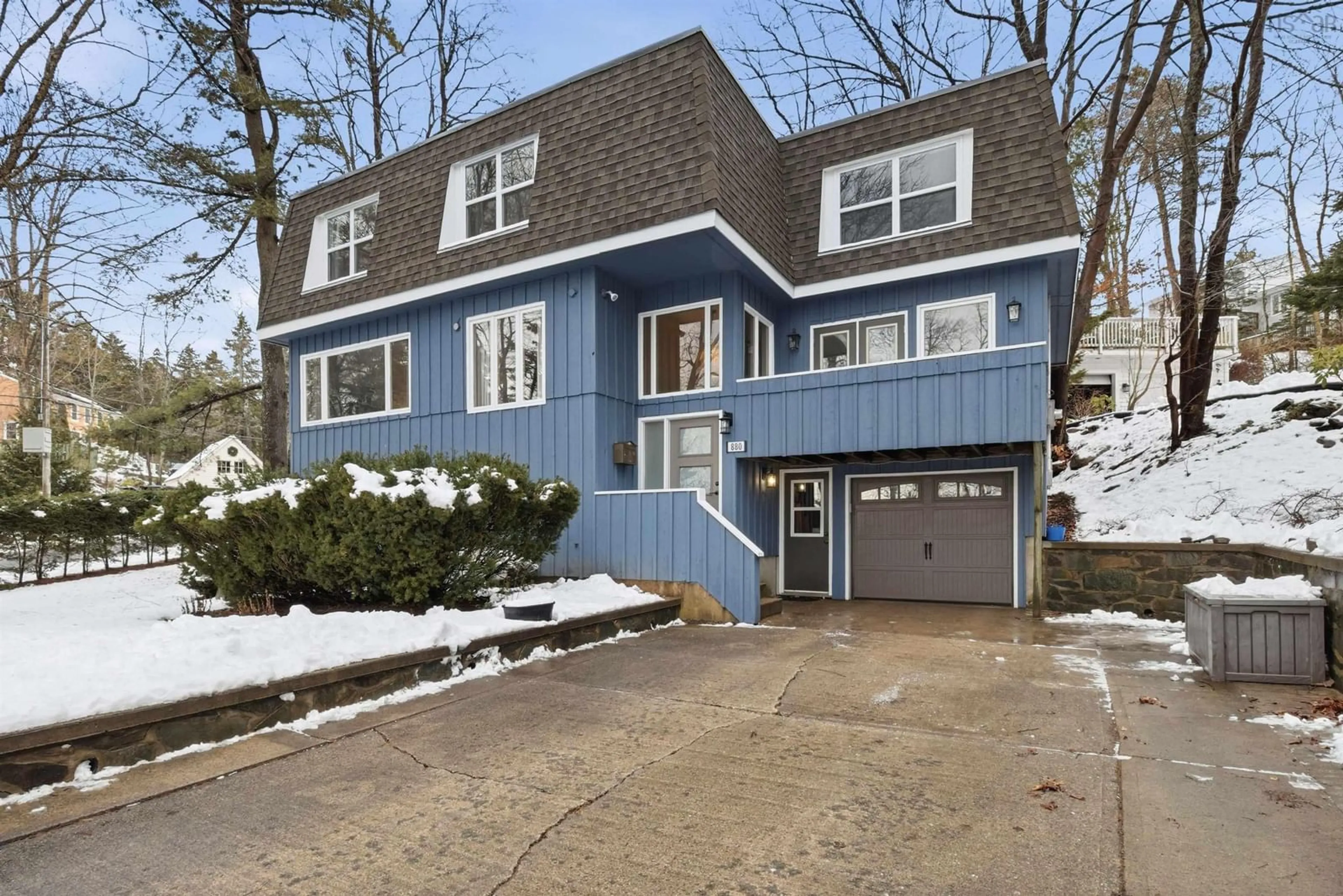 Home with vinyl exterior material, street for 880 Shore Dr, Bedford Nova Scotia B4A 2E5