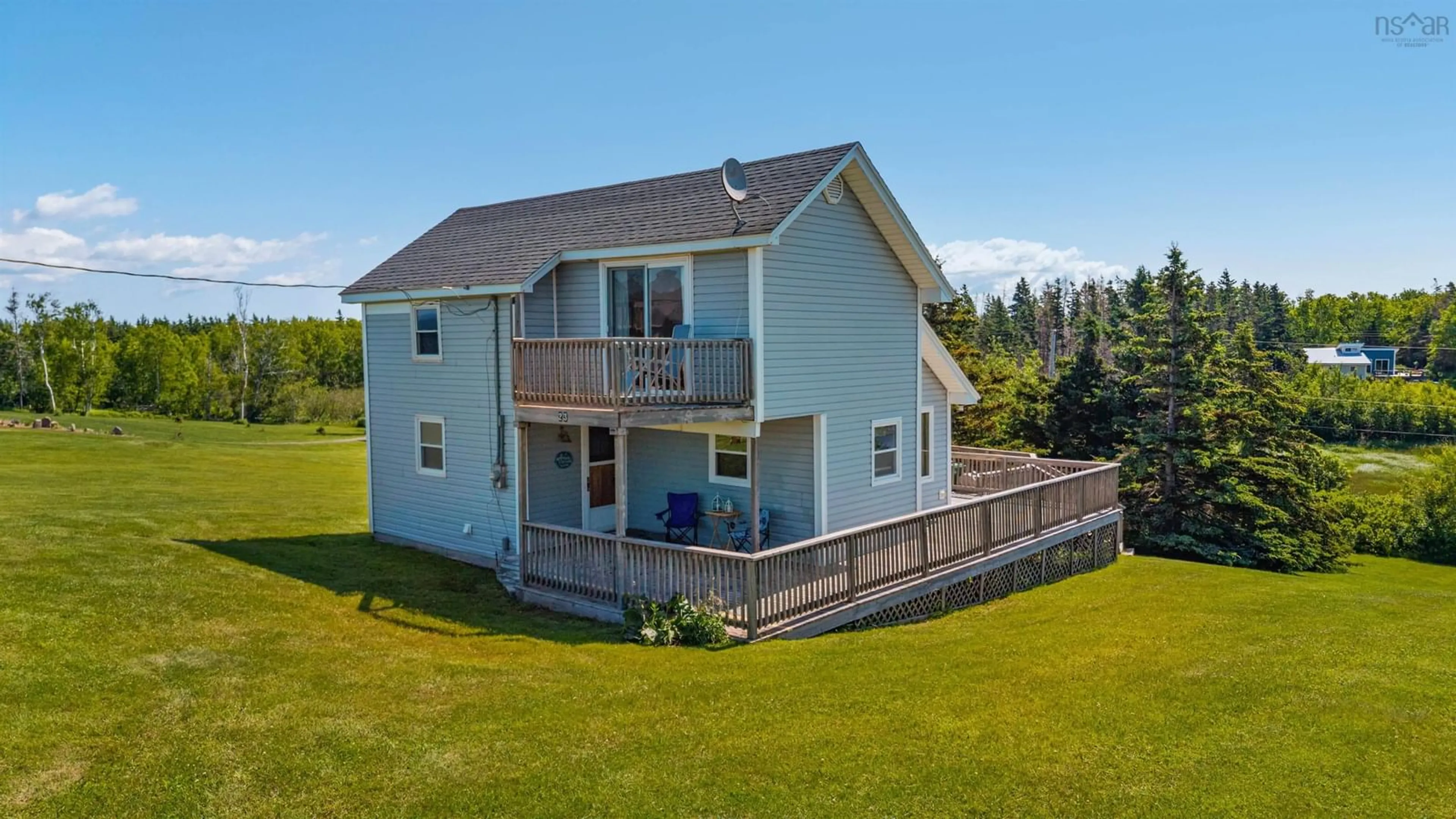 A pic from outside/outdoor area/front of a property/back of a property/a pic from drone, water/lake/river/ocean view for 23 Hilltop Lane, Caribou Island Nova Scotia B0K 1H0