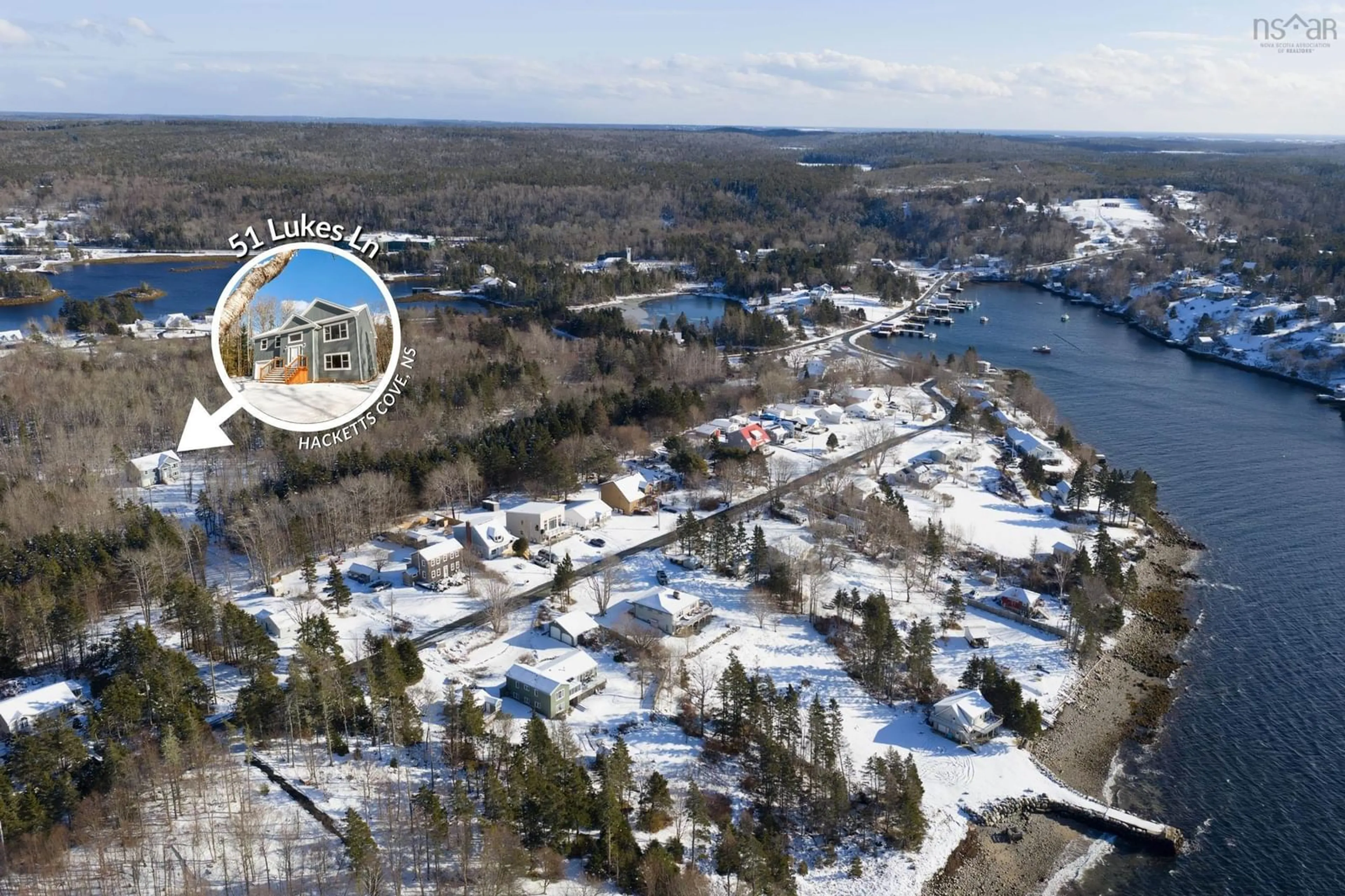 A pic from outside/outdoor area/front of a property/back of a property/a pic from drone, water/lake/river/ocean view for 51 Lukes Lane, Hackett's Cove Nova Scotia B3Z 3J9