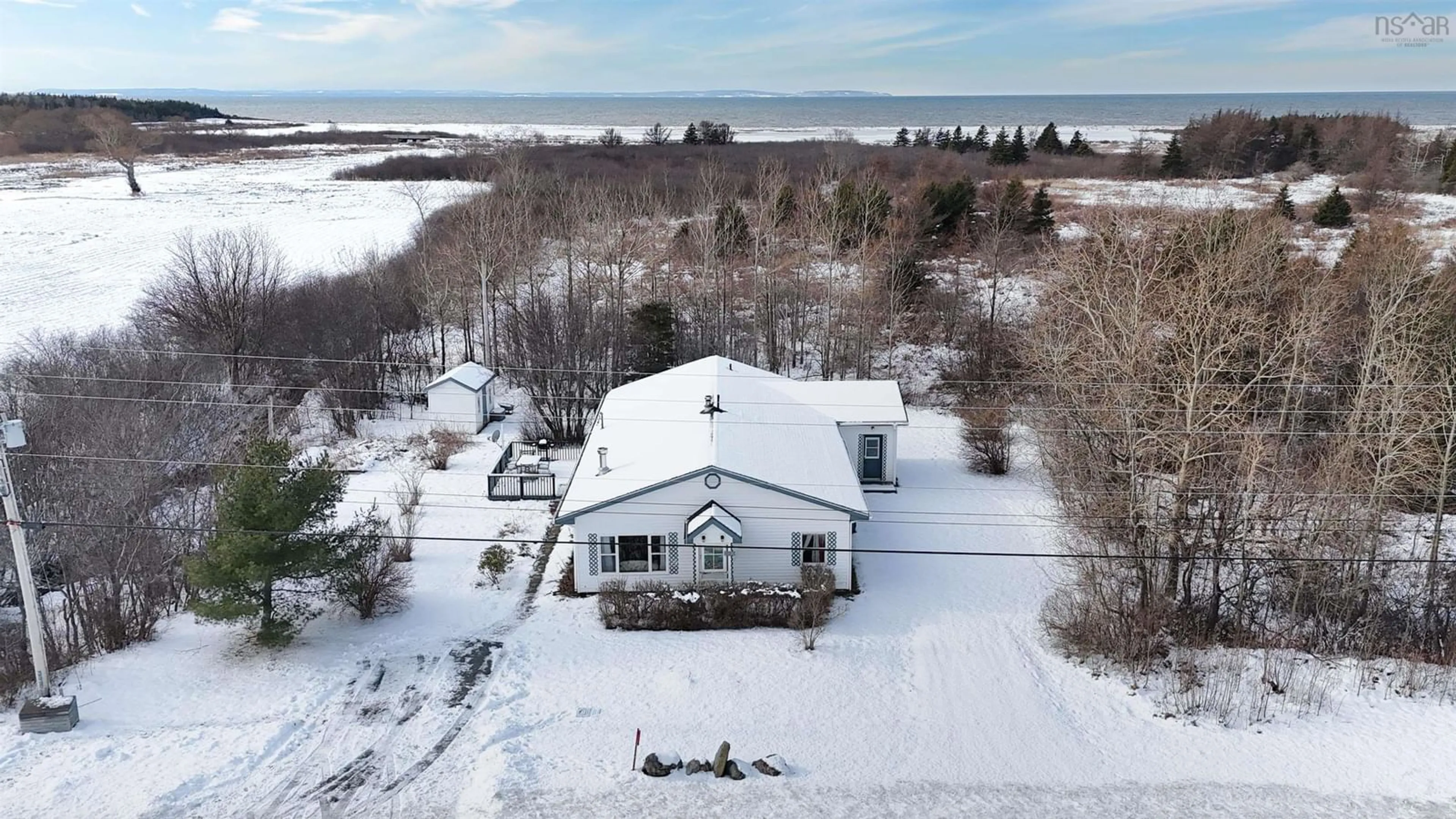 A pic from outside/outdoor area/front of a property/back of a property/a pic from drone, water/lake/river/ocean view for 5381 Highway 19, Judique Nova Scotia B0E 1P0