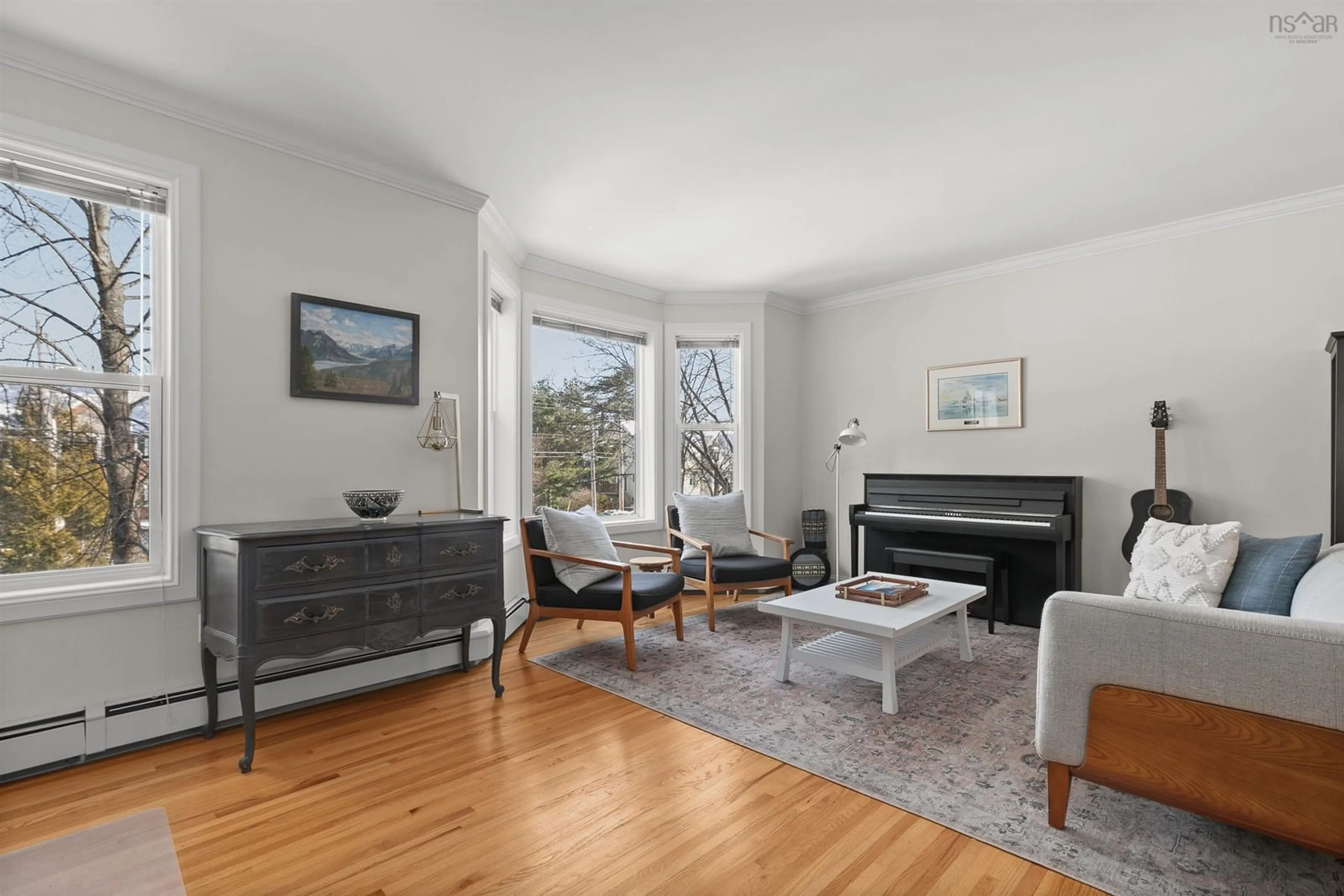 Living room with furniture, wood/laminate floor for 100 Anchor Dr, Halifax Nova Scotia B3N 3E1