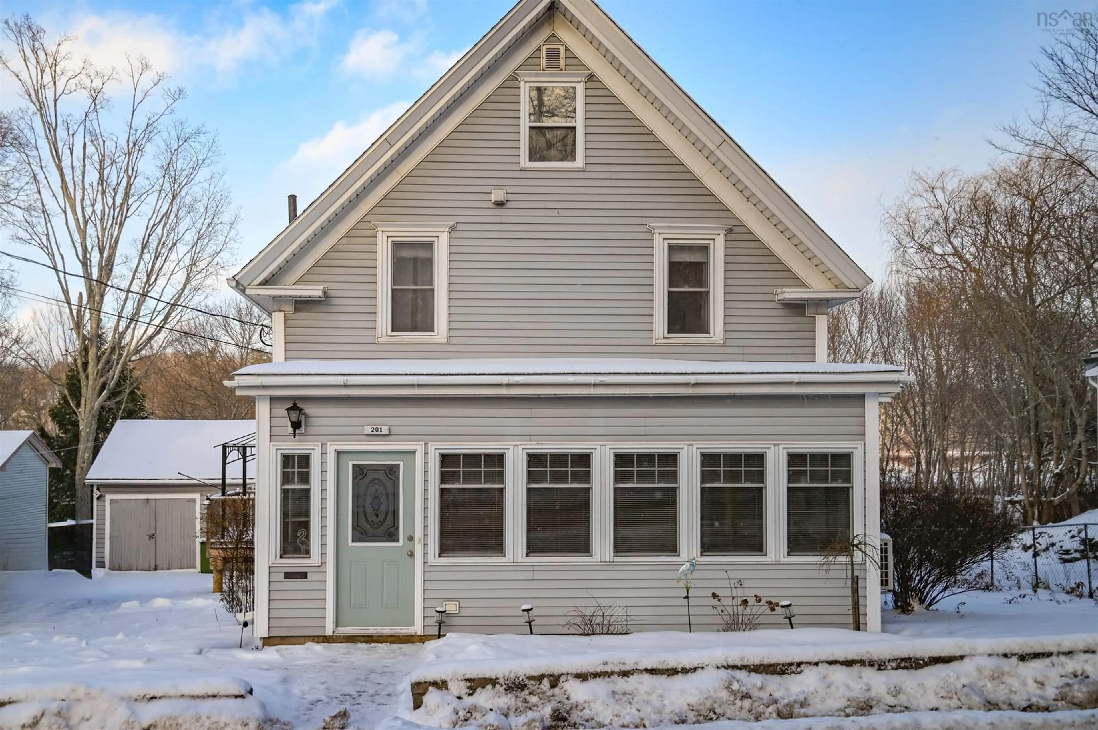 Home with vinyl exterior material, street for 201 Main Street, Kentville Nova Scotia B4N 1J6