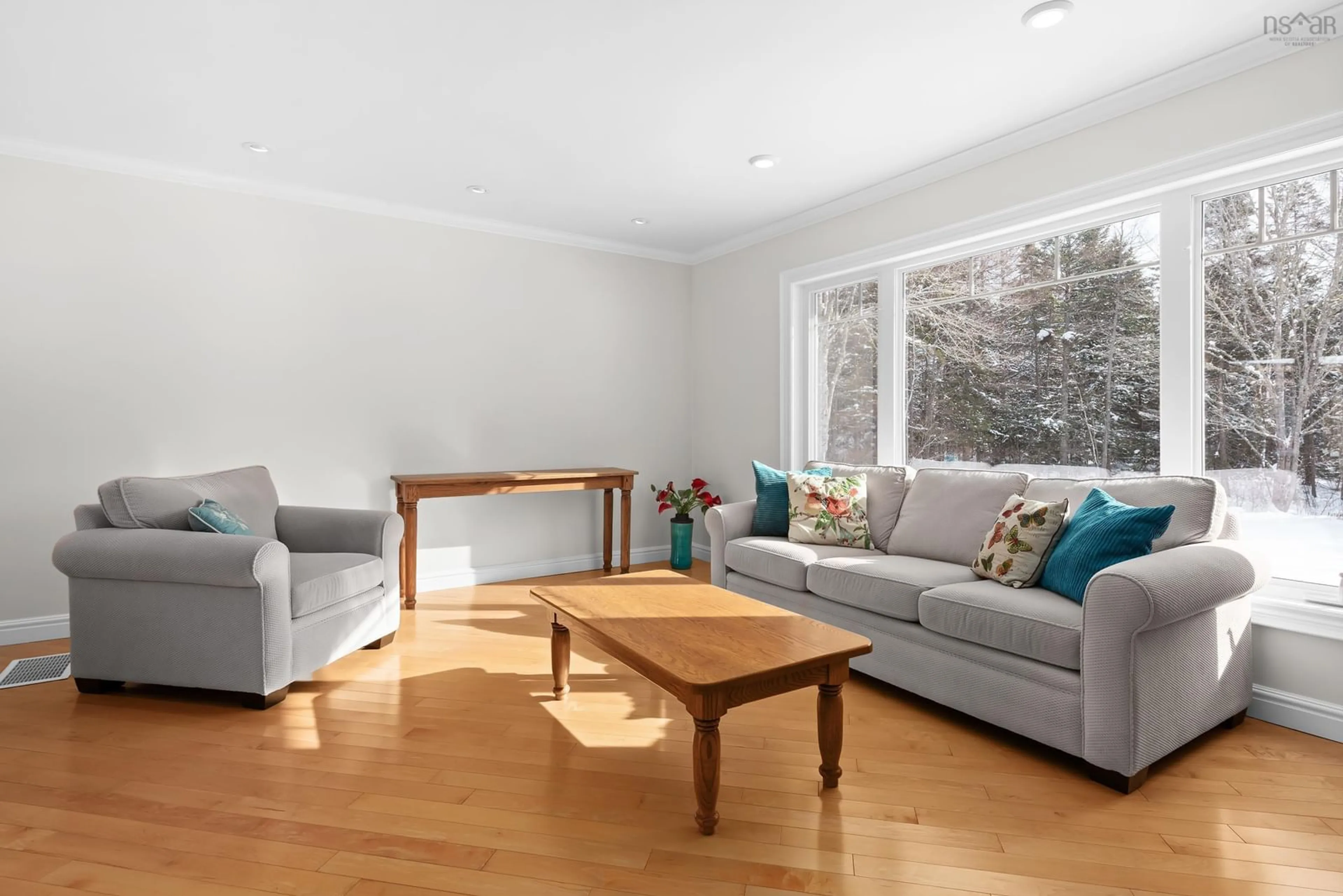 Living room with furniture, wood/laminate floor for 617 Highway 277, Dutch Settlement Nova Scotia B2S 2C7