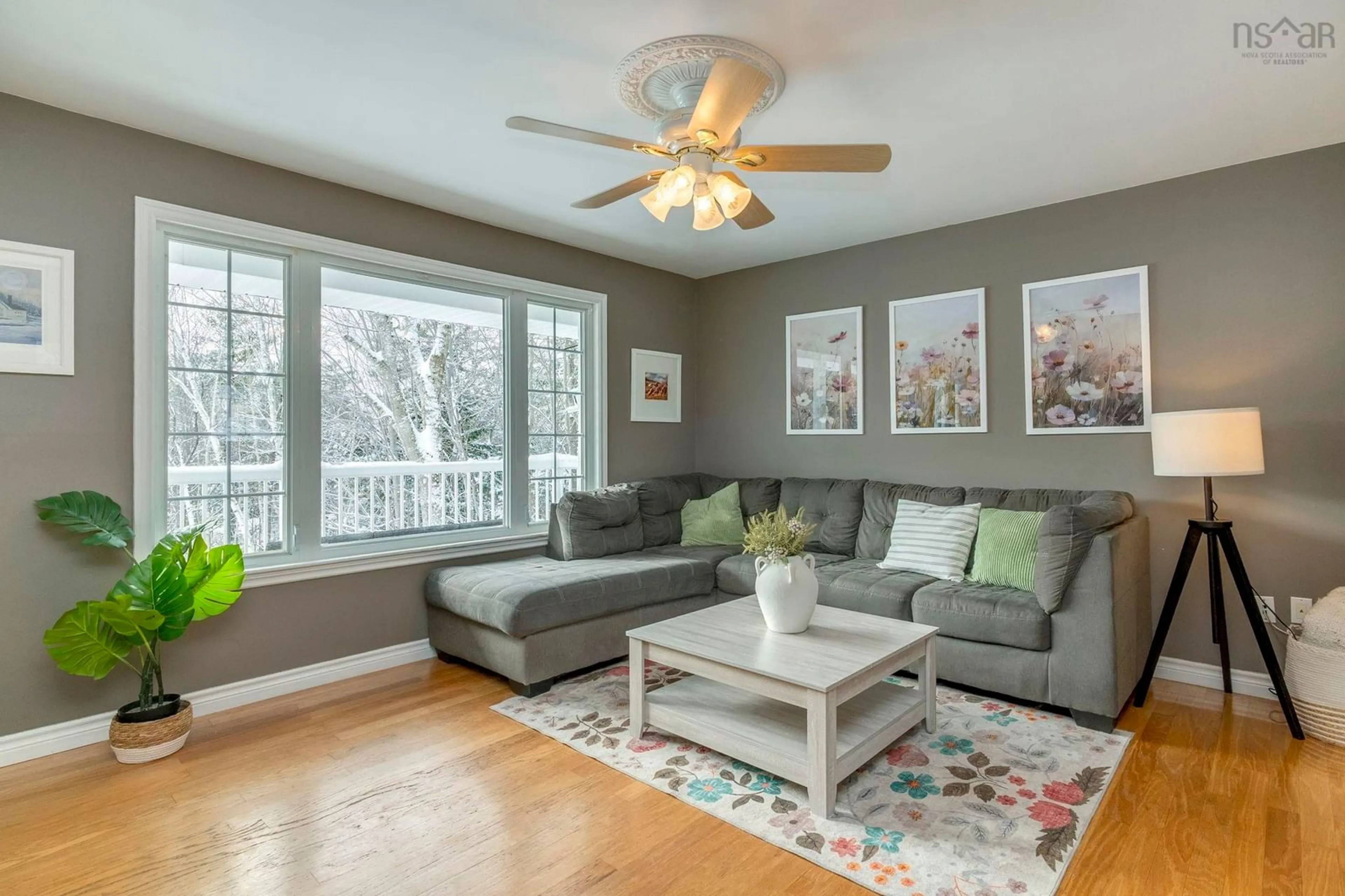 Living room with furniture, wood/laminate floor for 19 Newport Dr, Fall River Nova Scotia B2T 1A4