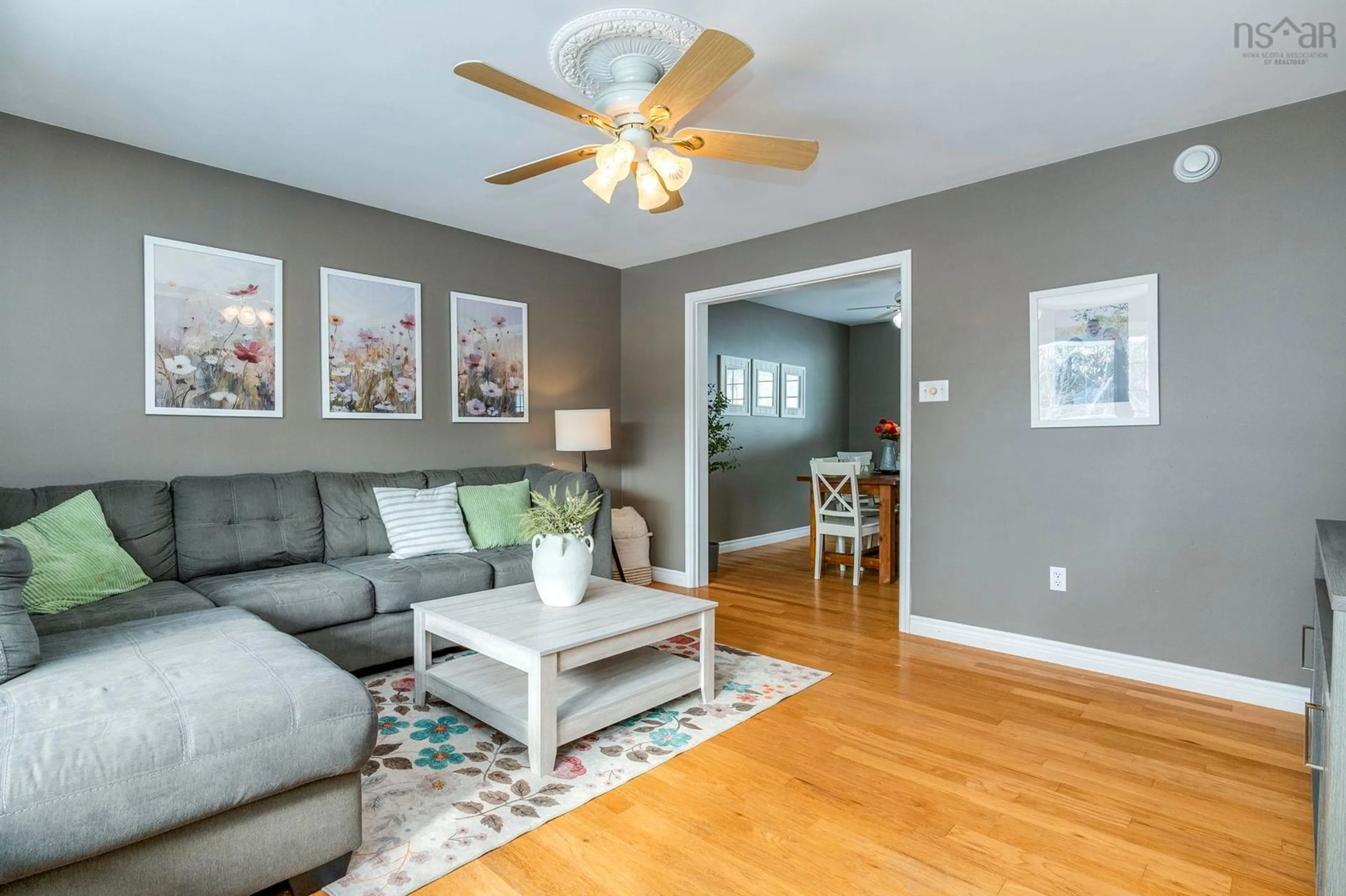 Living room with furniture, wood/laminate floor for 19 Newport Dr, Fall River Nova Scotia B2T 1A4