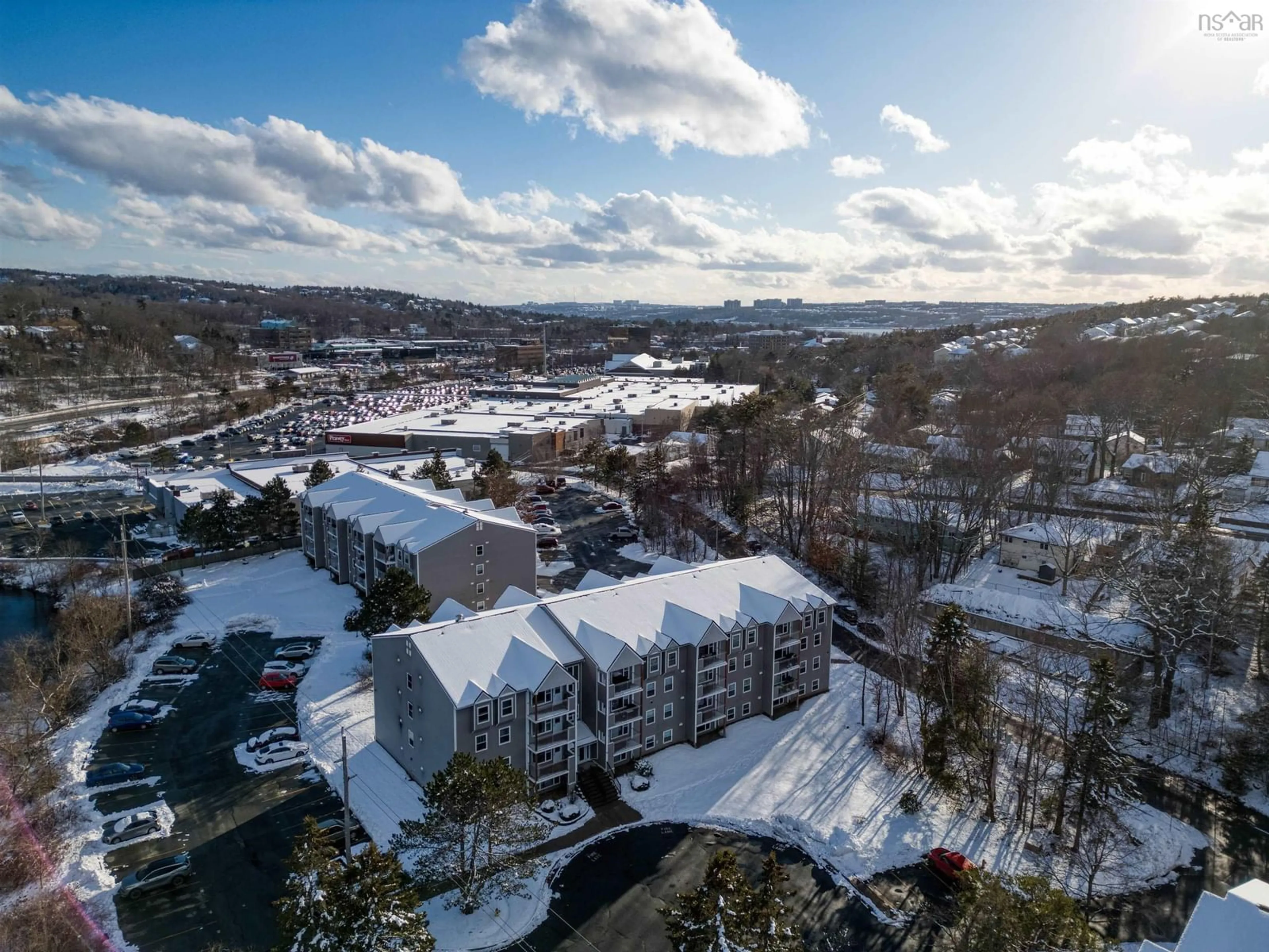 A pic from outside/outdoor area/front of a property/back of a property/a pic from drone, mountain view for 51 River Lane #106, Bedford Nova Scotia B4A 3Y8