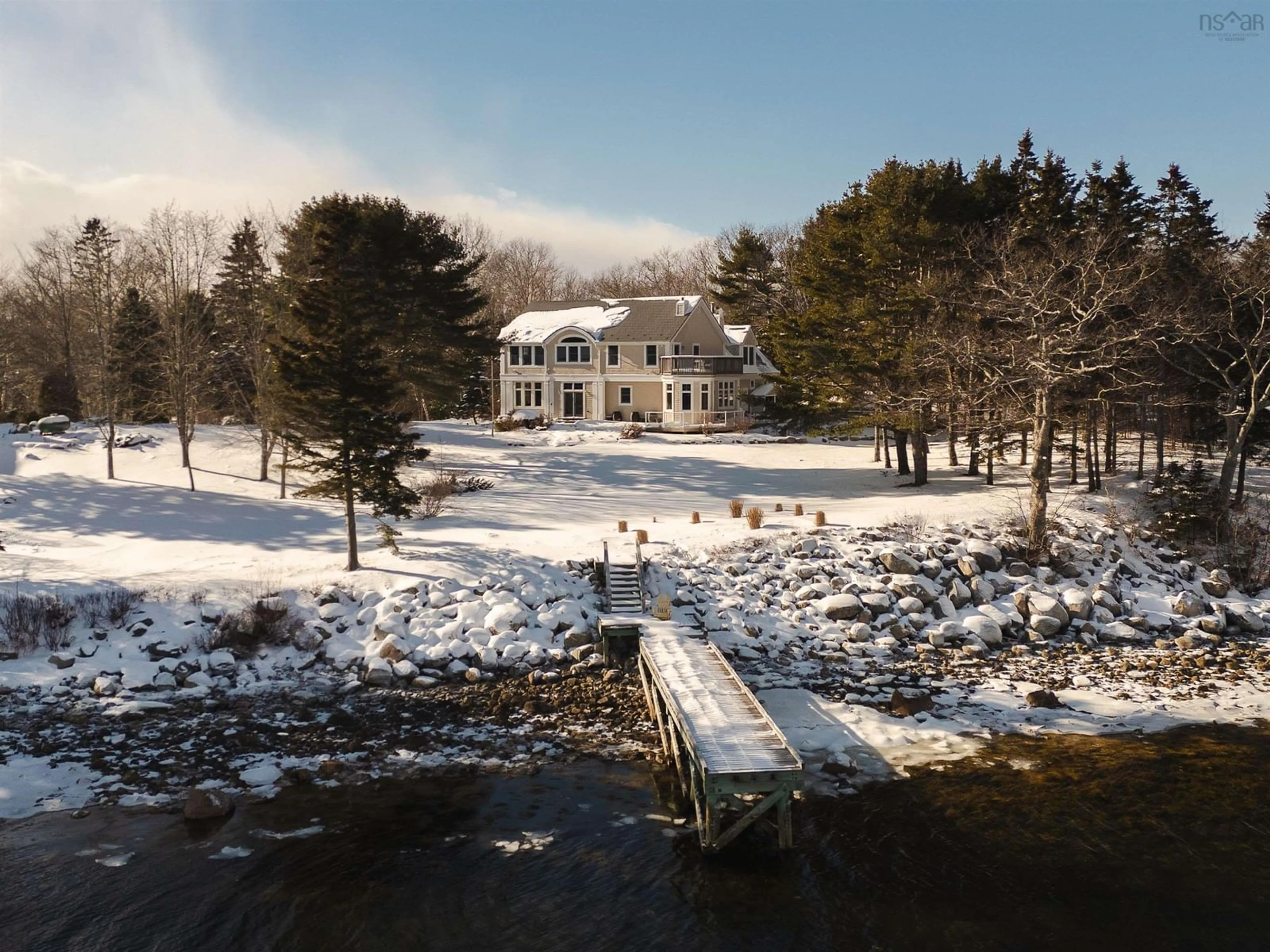 A pic from outside/outdoor area/front of a property/back of a property/a pic from drone, water/lake/river/ocean view for 217 Borgalds Dr, Chester Basin Nova Scotia B0J 1K0