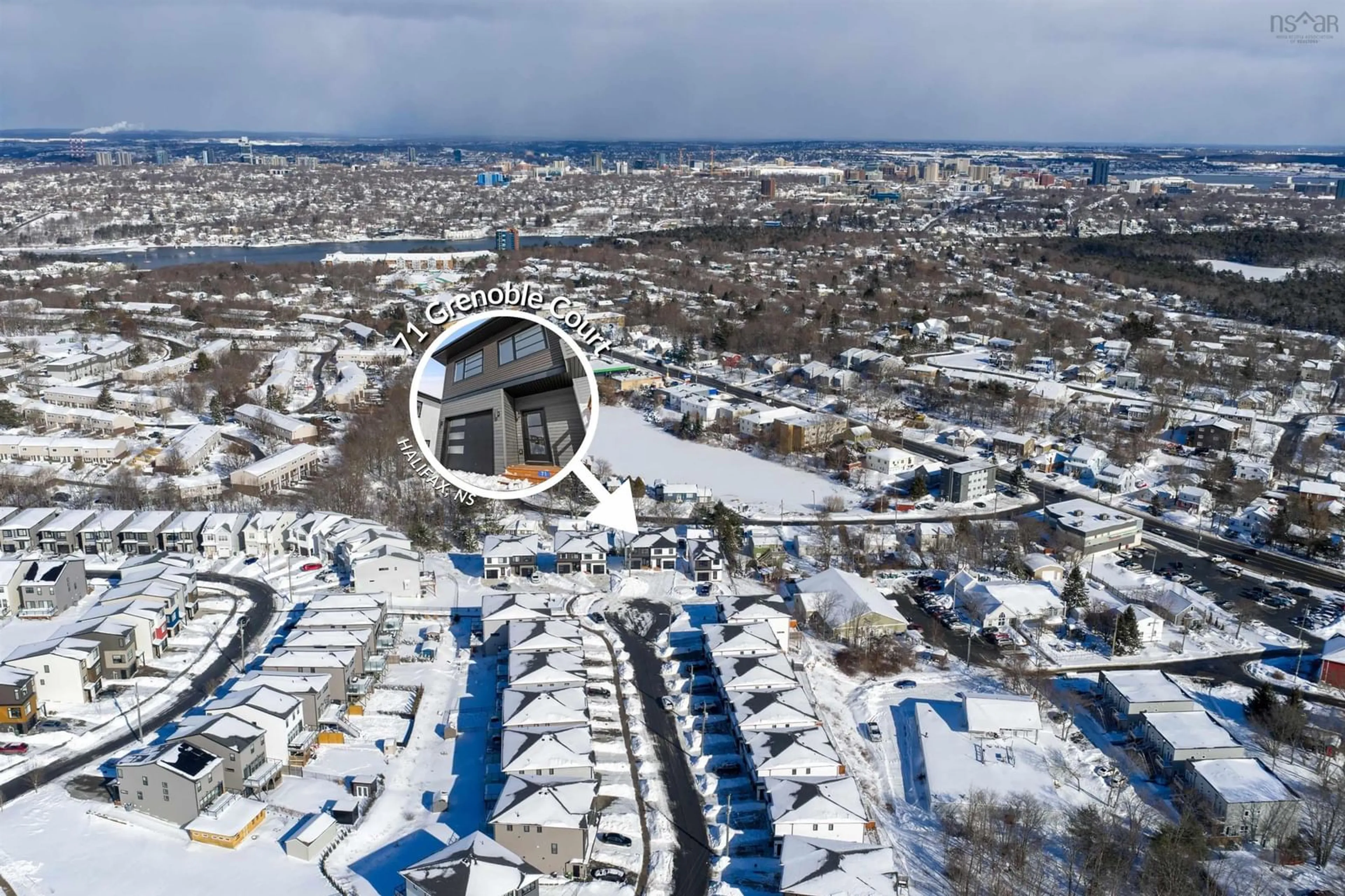 A pic from outside/outdoor area/front of a property/back of a property/a pic from drone, city buildings view from balcony for 71 Grenoble Crt, Long Lake Nova Scotia B3P 0J8