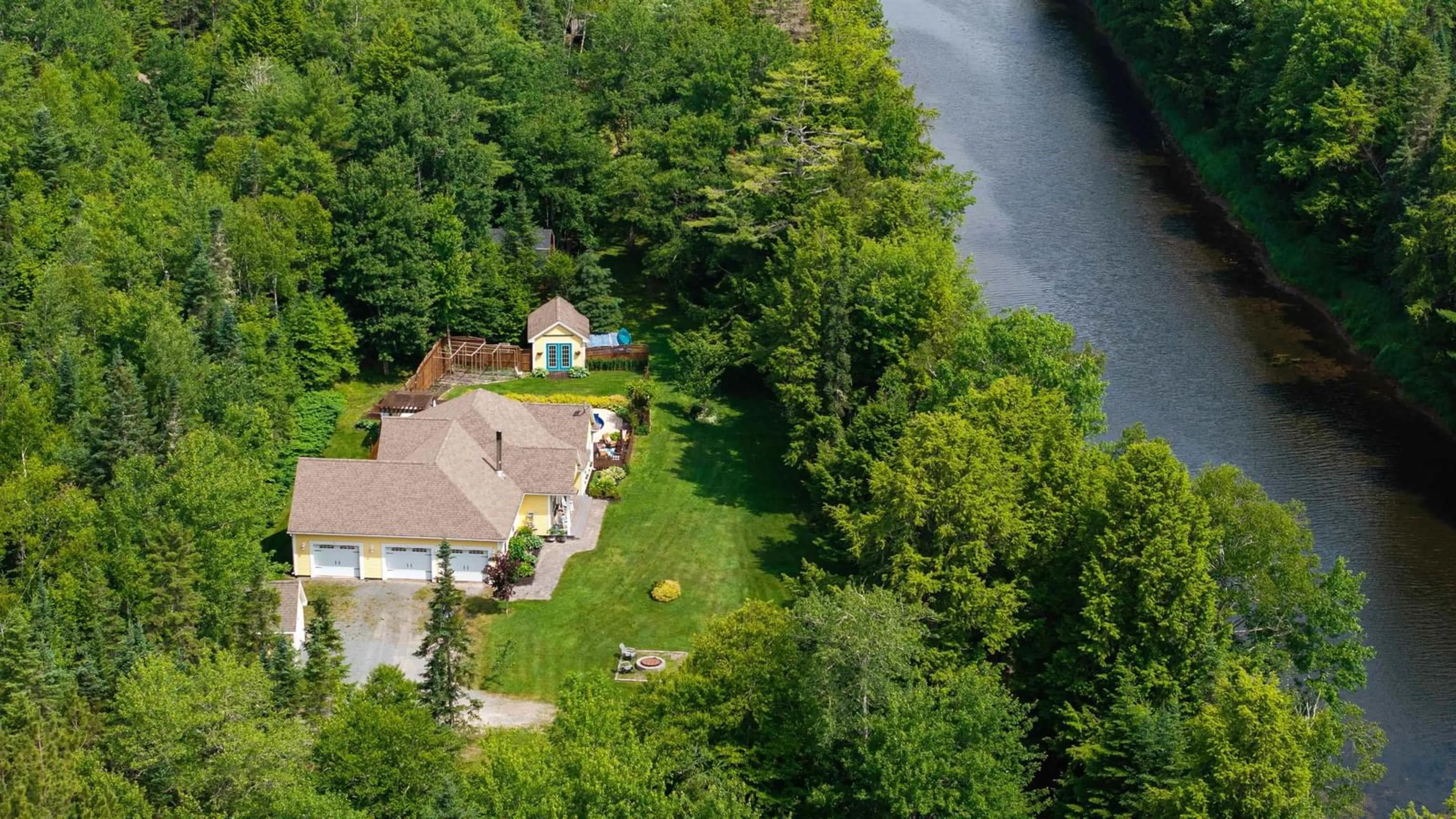 A pic from outside/outdoor area/front of a property/back of a property/a pic from drone, water/lake/river/ocean view for 788 Stewiacke River Park Rd, MacKay Siding Nova Scotia B0N 2J0