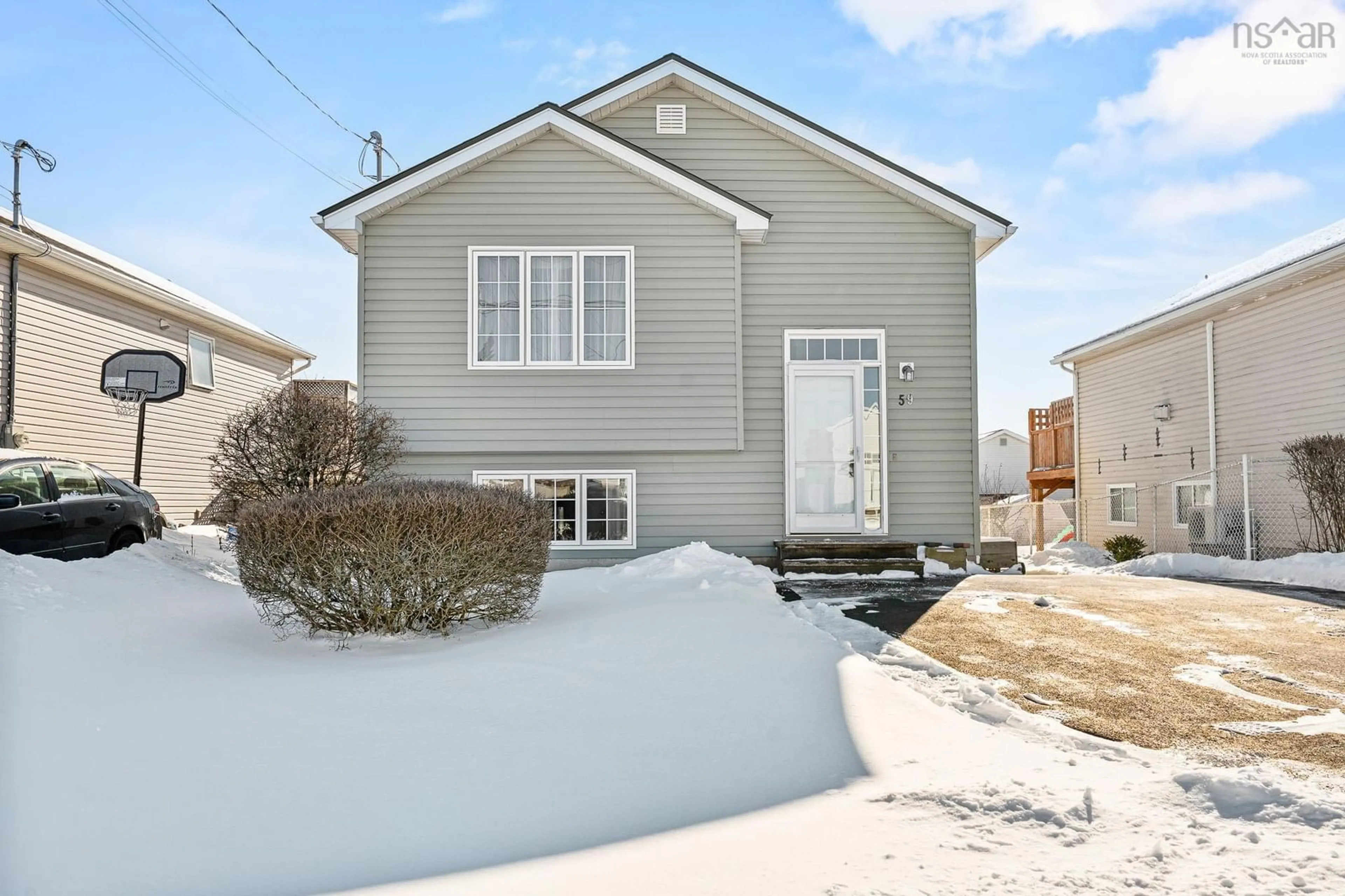 Home with vinyl exterior material, street for 59 Serop Cres, Eastern Passage Nova Scotia B3G 1P8