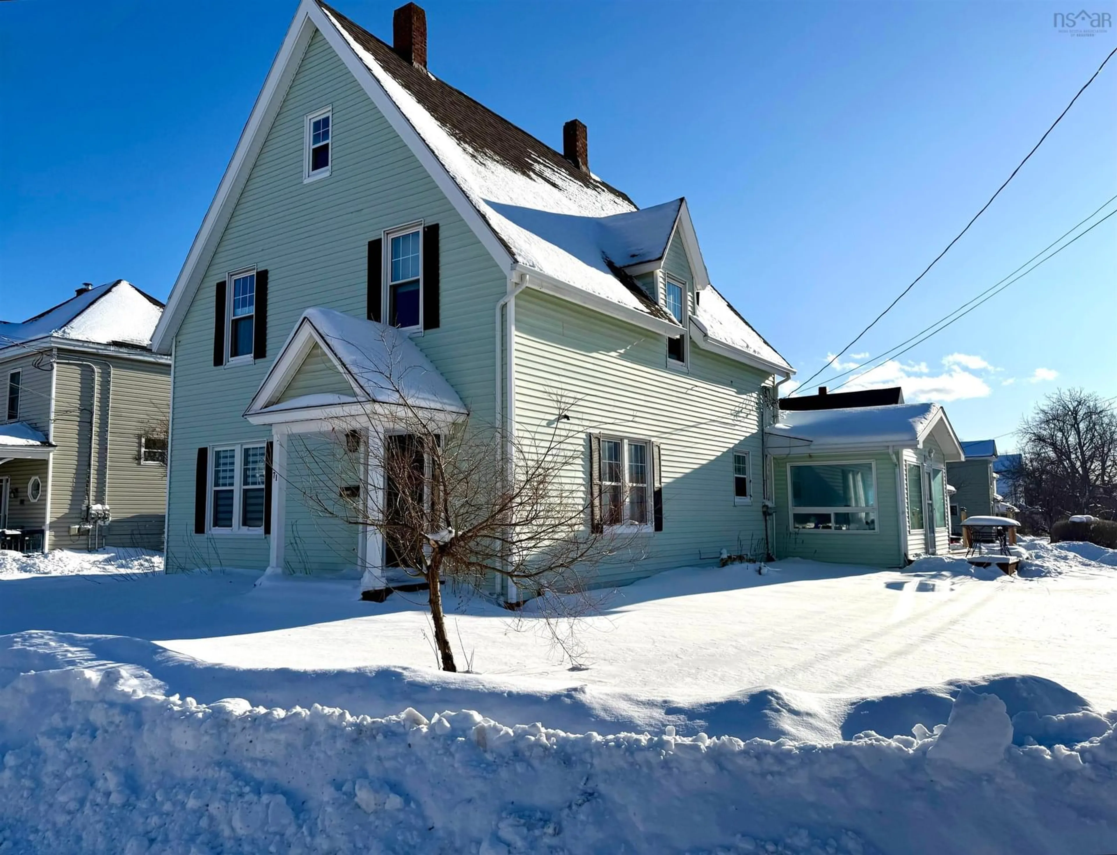 Home with vinyl exterior material, street for 71 Havelock St, Amherst Nova Scotia B4H 3K5