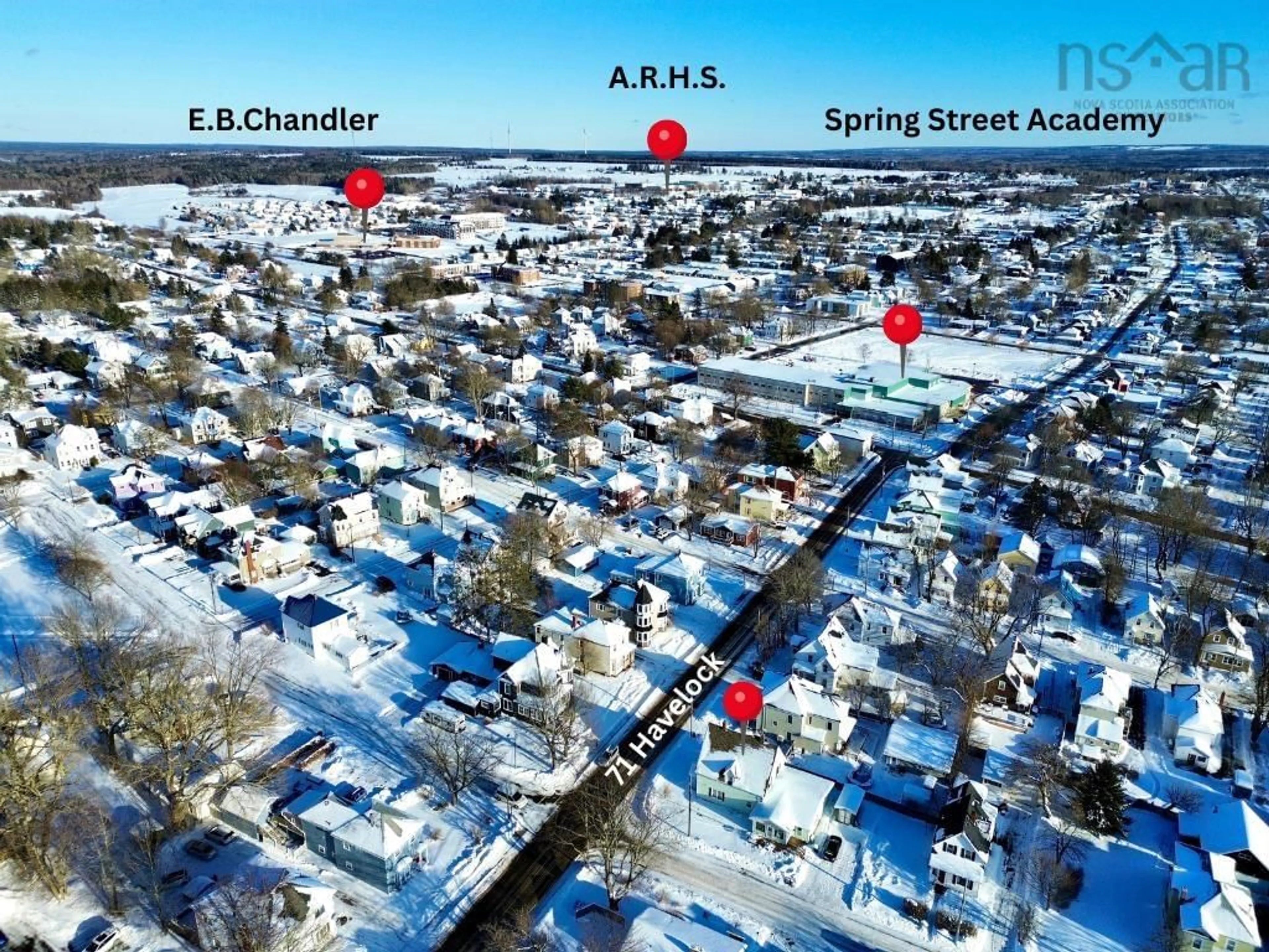 A pic from outside/outdoor area/front of a property/back of a property/a pic from drone, street for 71 Havelock St, Amherst Nova Scotia B4H 3K5