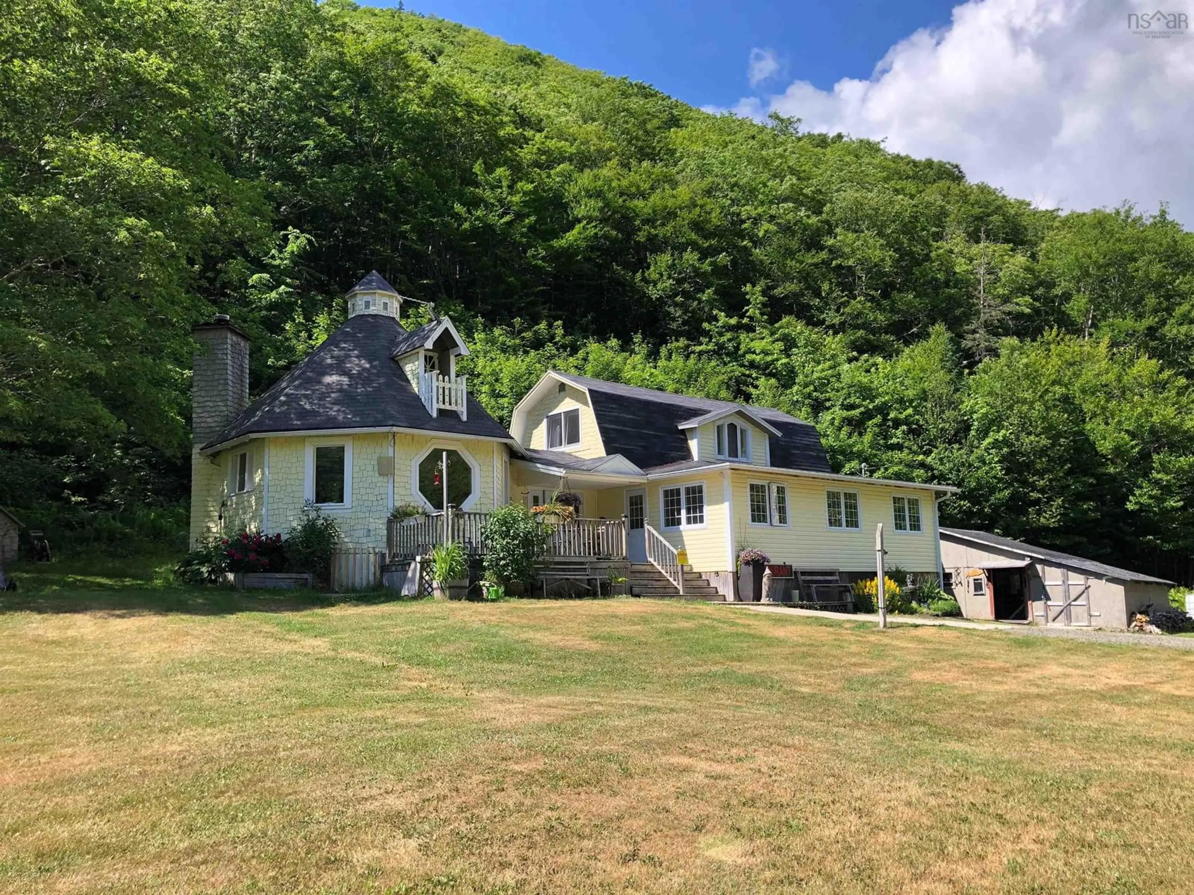 A pic from outside/outdoor area/front of a property/back of a property/a pic from drone, mountain view for 3719 West Big Intervale Rd, Margaree Valley Nova Scotia B0E 2C0
