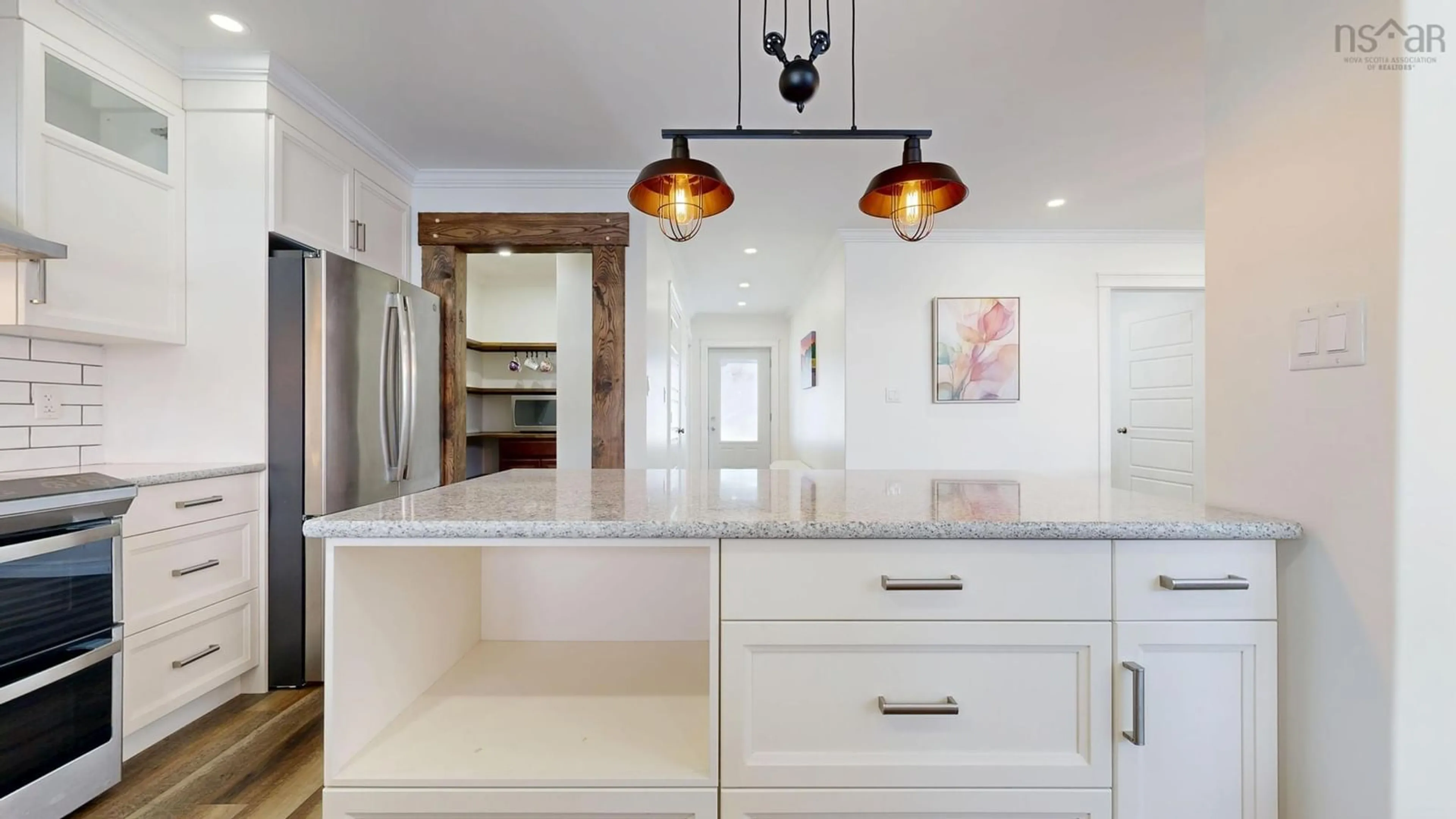 Contemporary kitchen, ceramic/tile floor for 6672 Highway 1, Coldbrook Nova Scotia B4R 1B7