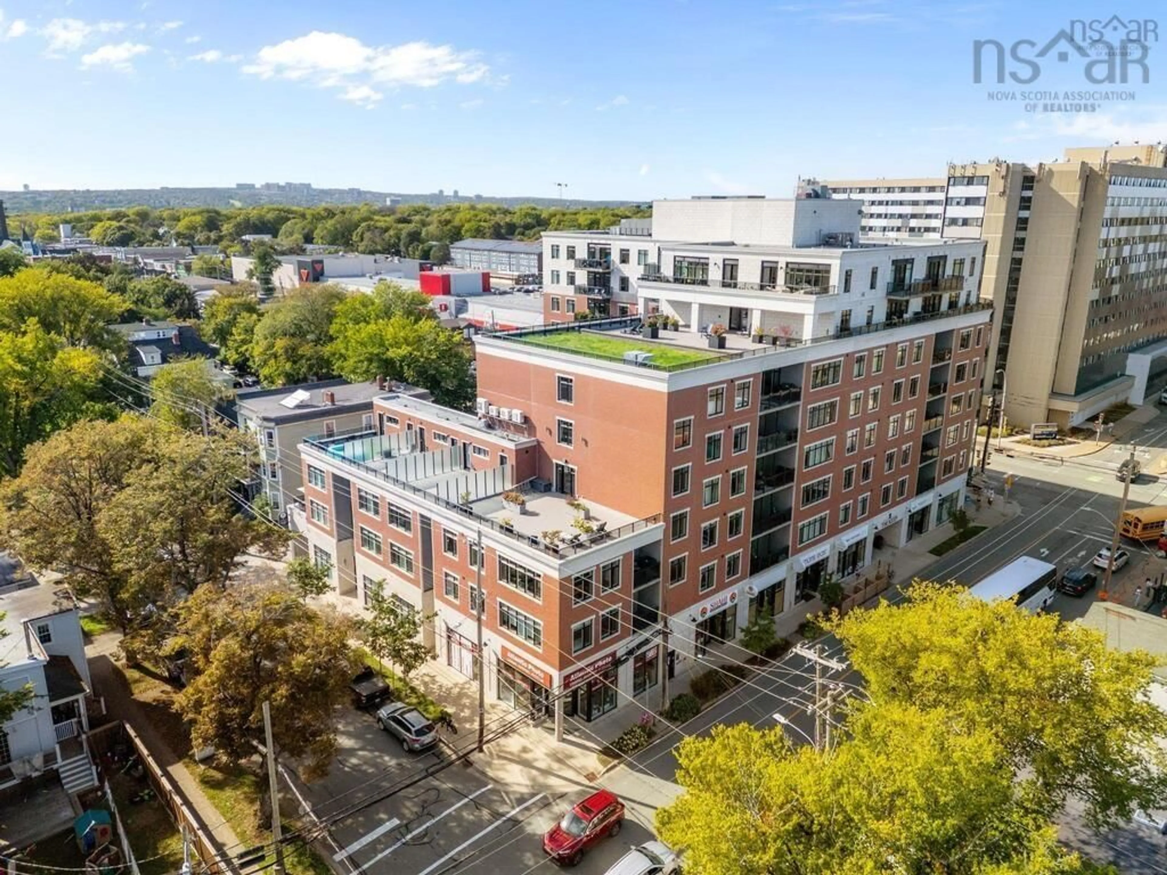 A pic from outside/outdoor area/front of a property/back of a property/a pic from drone, city buildings view from balcony for 1990 Vernon St #302, Halifax Peninsula Nova Scotia B3H 0B8