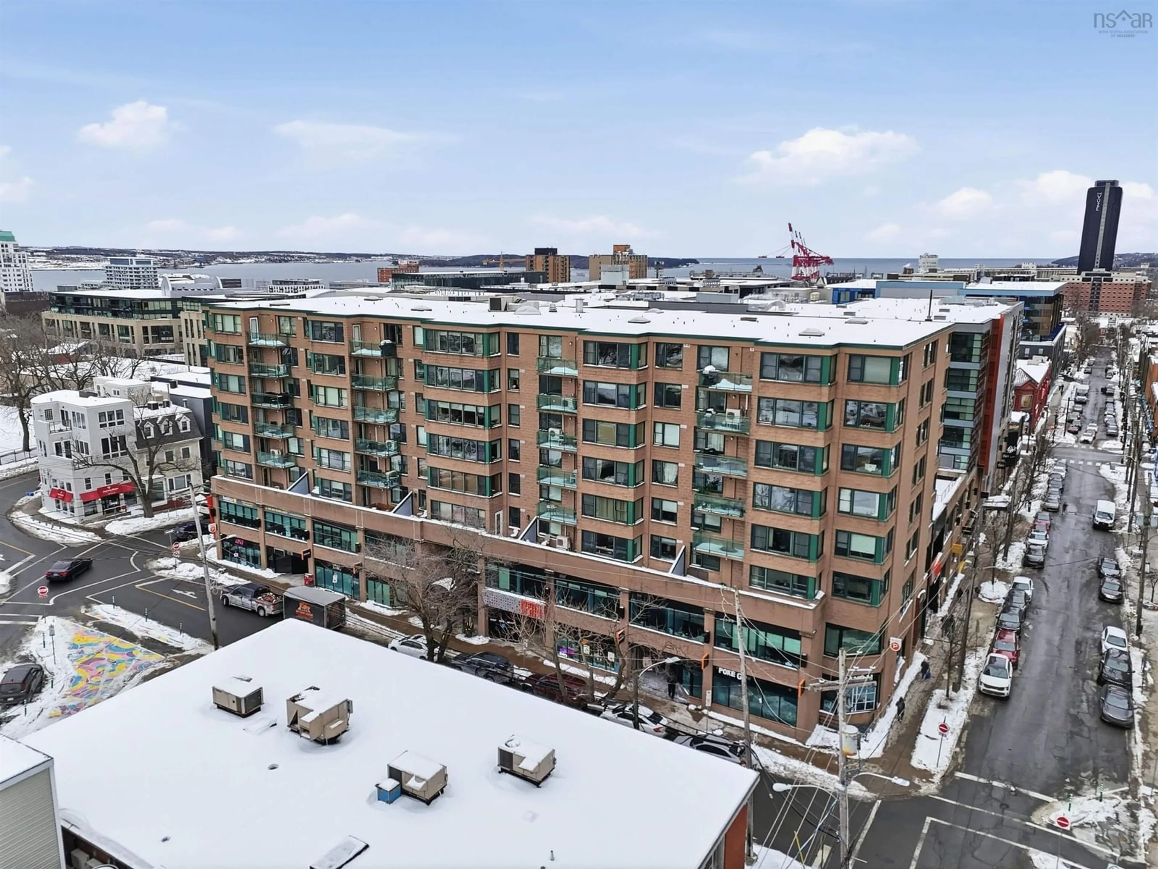 A pic from outside/outdoor area/front of a property/back of a property/a pic from drone, city buildings view from balcony for 5530 Artillery Pl #301, Halifax Nova Scotia B3J 1J3