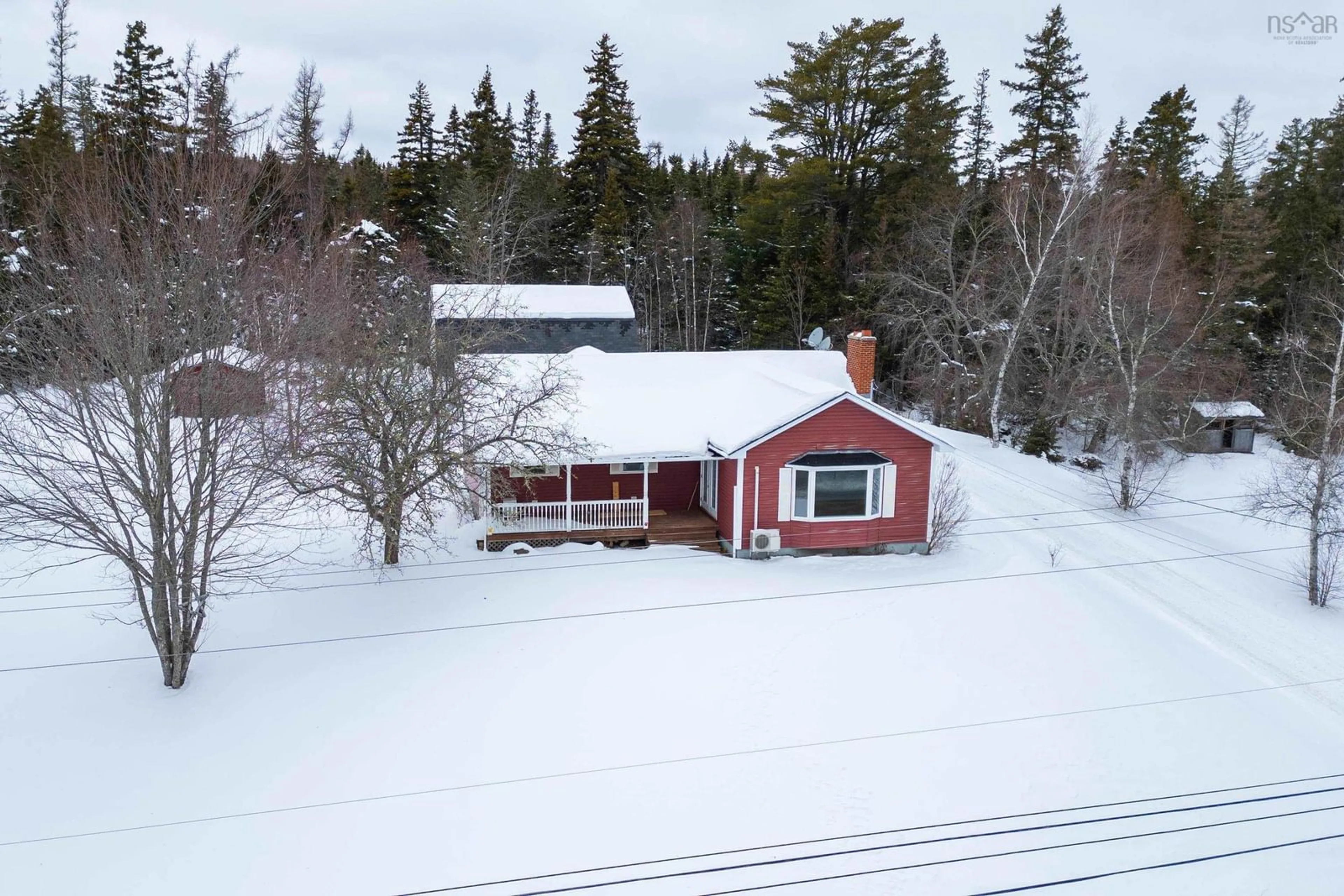 A pic from outside/outdoor area/front of a property/back of a property/a pic from drone, street for 8675 Highway 2, Southampton Nova Scotia B0M 1W0