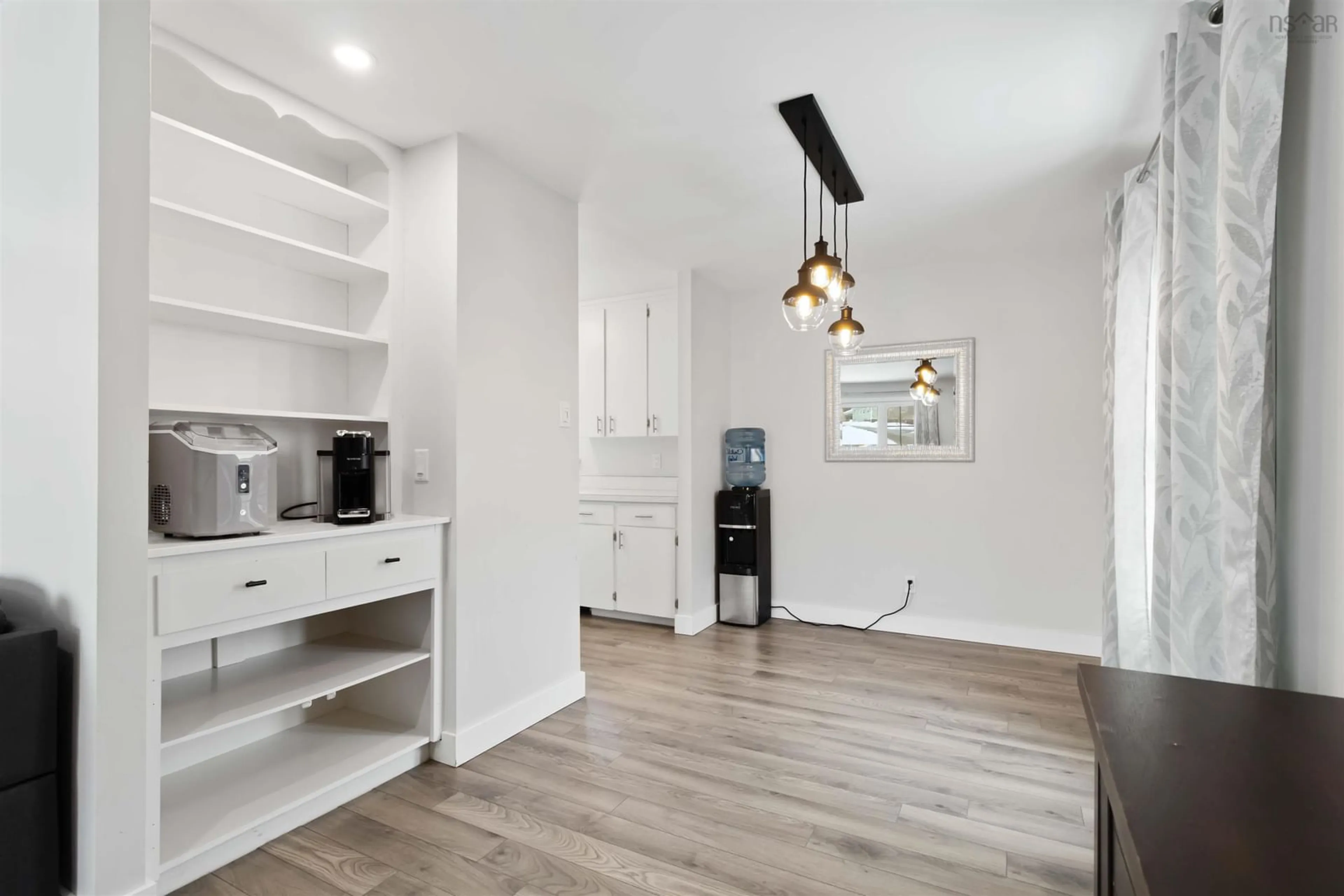 Open concept kitchen, wood/laminate floor for 171 Centennial Ave, Lunenburg Nova Scotia B0J 2C0