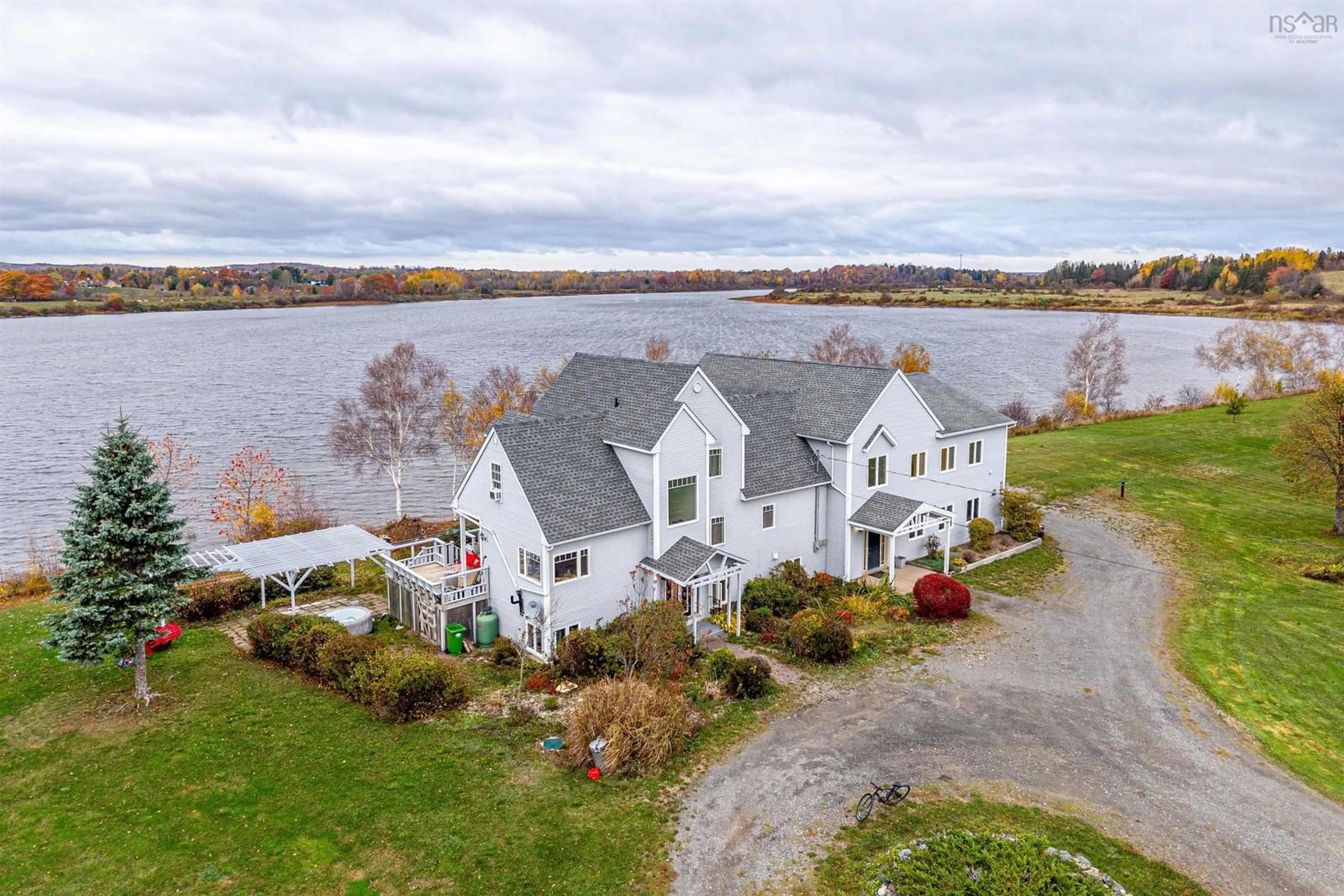 A pic from outside/outdoor area/front of a property/back of a property/a pic from drone, water/lake/river/ocean view for 215 Cloverdale Dr, Martock Nova Scotia B0N 2T0