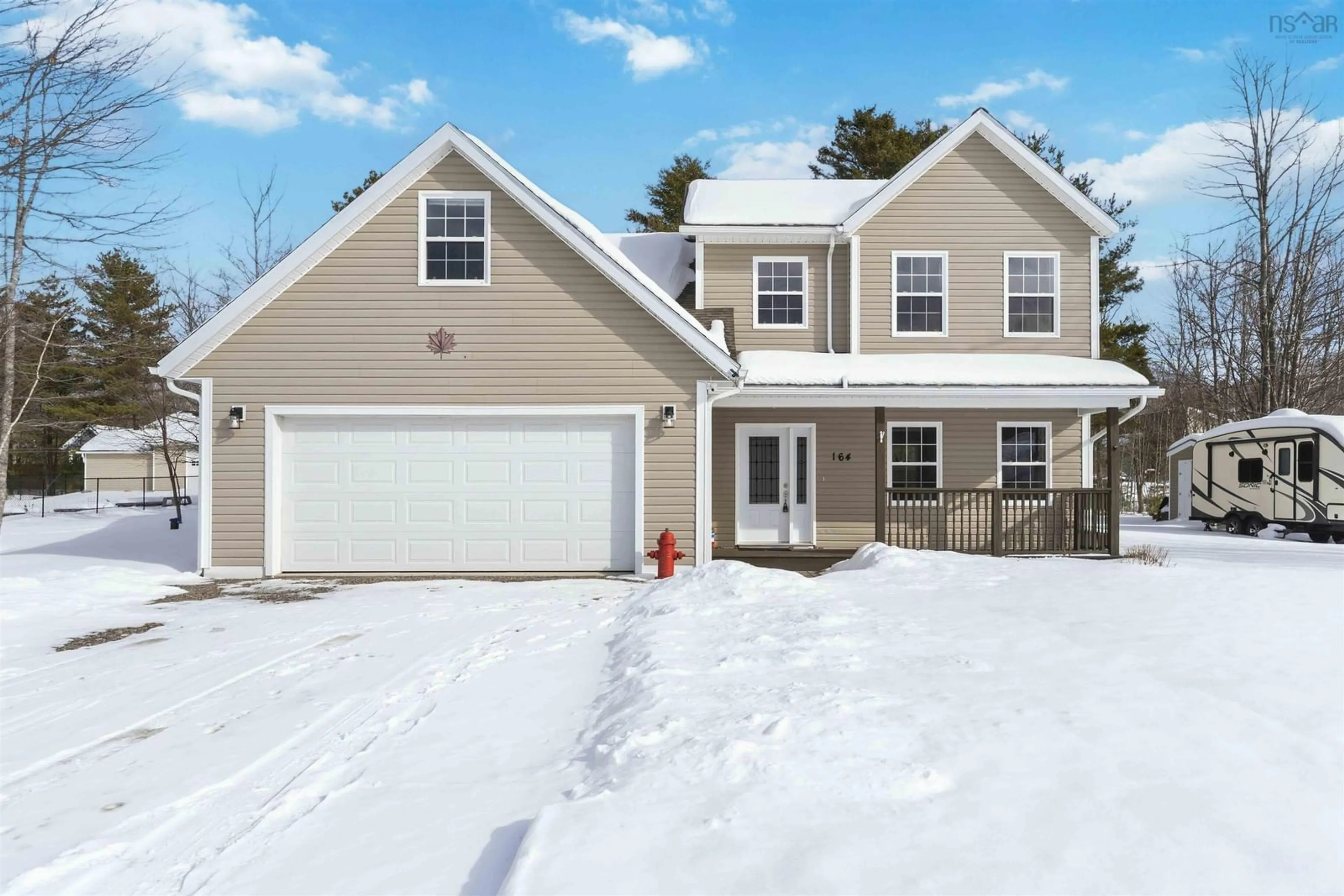 Home with vinyl exterior material, street for 164 Belle Dr, Meadowvale Nova Scotia B0P 1R0